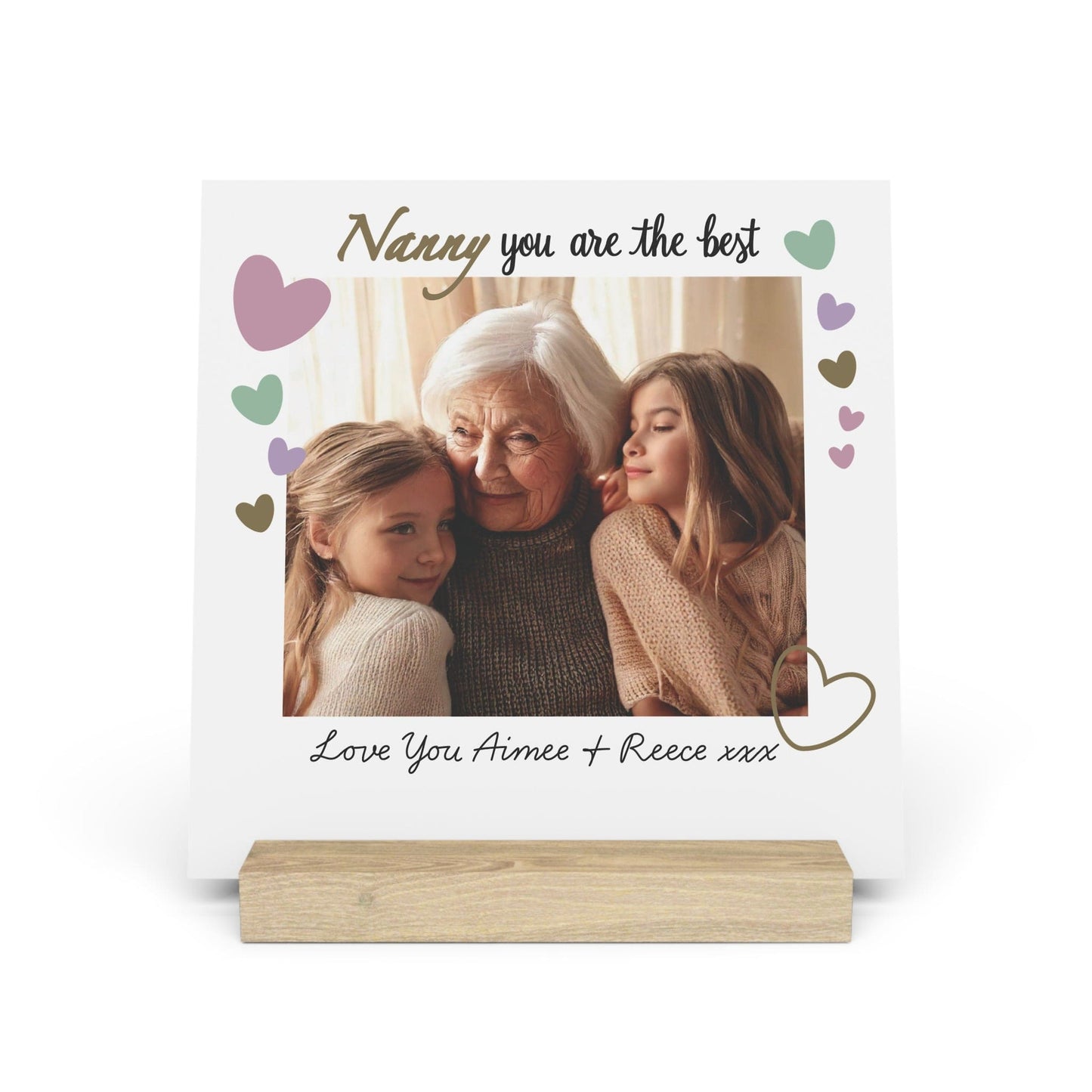 Printify Home Decor 8" x 8" (Square) / Oak Best Nanny Photo Board With Stand
