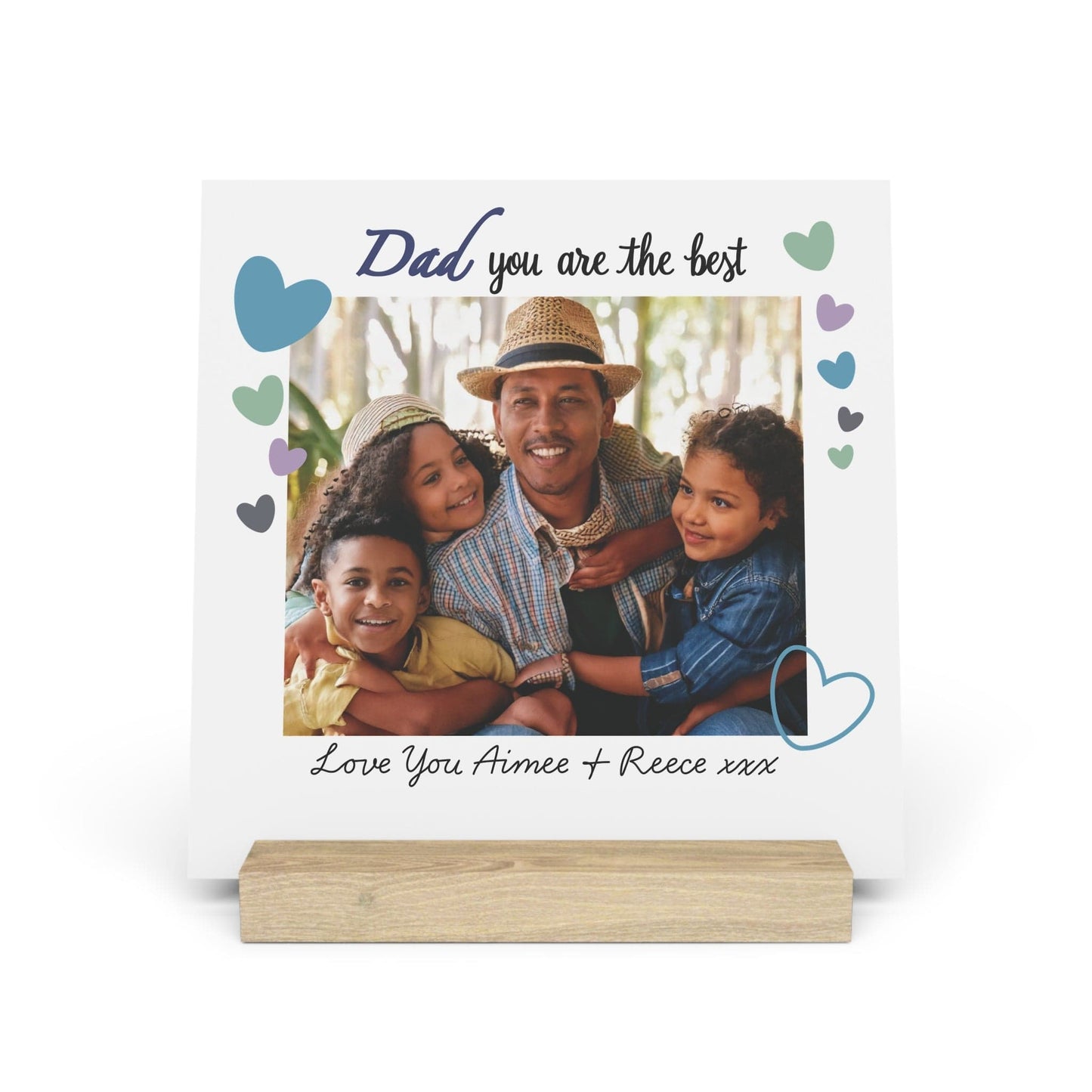 Printify Home Decor 8" x 8" (Square) / Oak Personalised Best Dad Photo Board With Stand