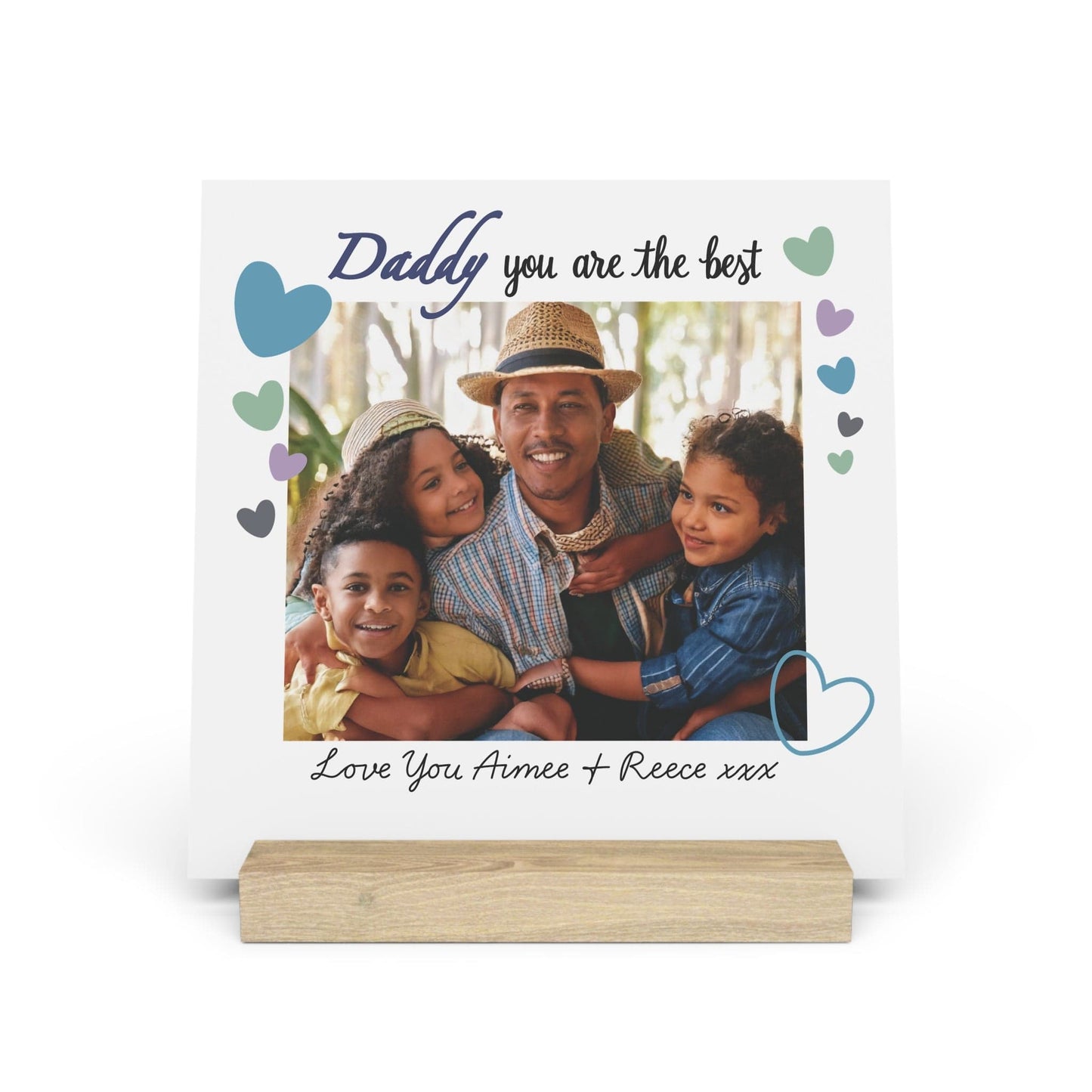 Printify Home Decor 8" x 8" (Square) / Oak Personalised Best Daddy Photo Board With Stand