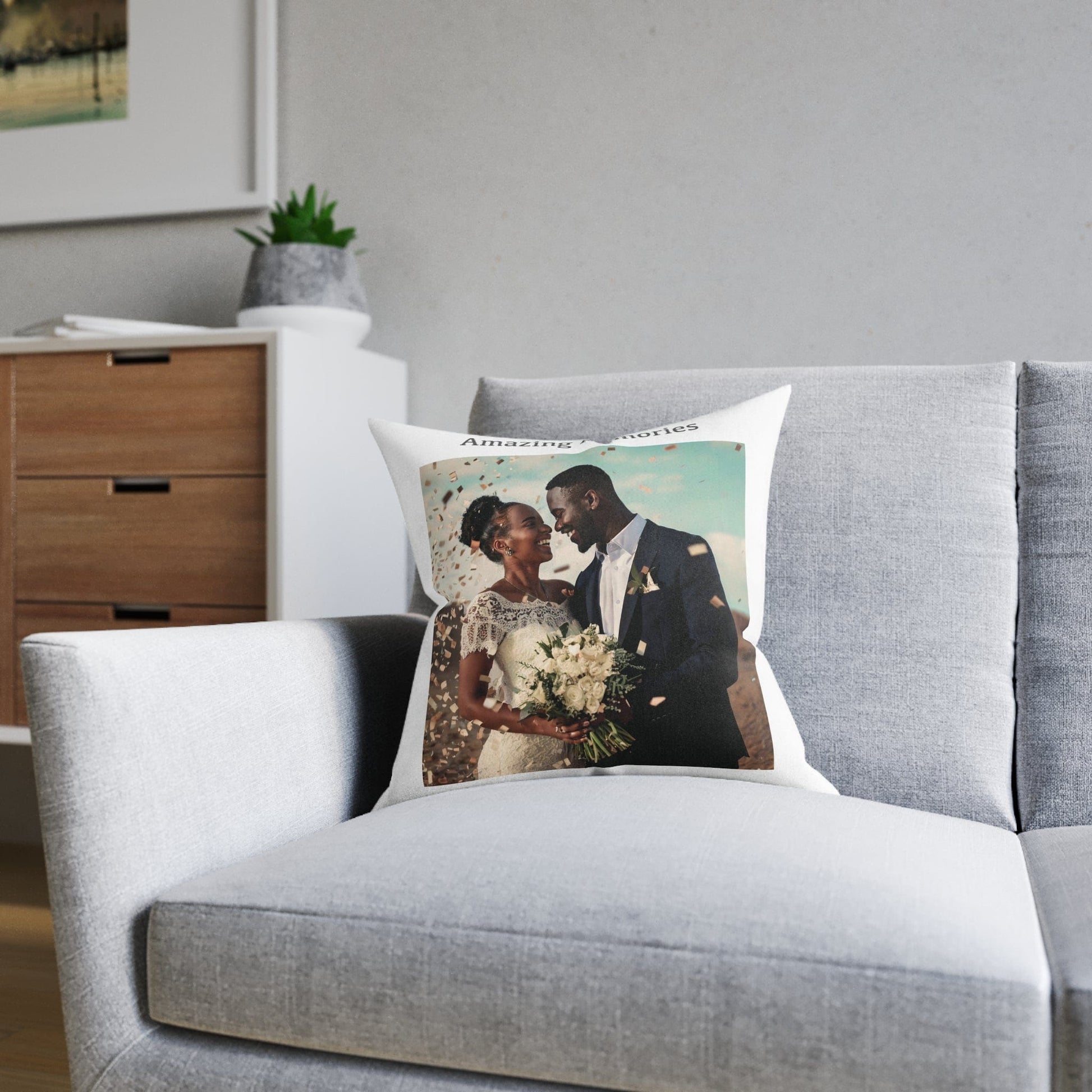 Printify Home Decor Amazing Memories Photo Cushion