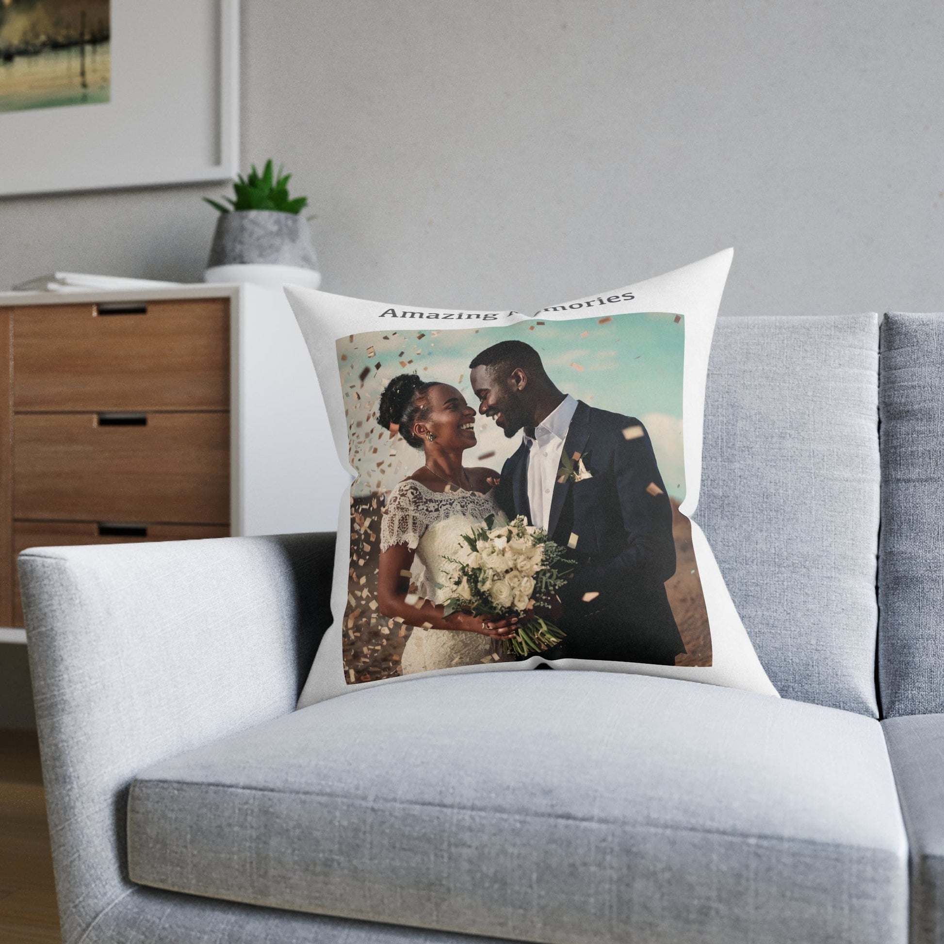 Printify Home Decor Amazing Memories Photo Cushion