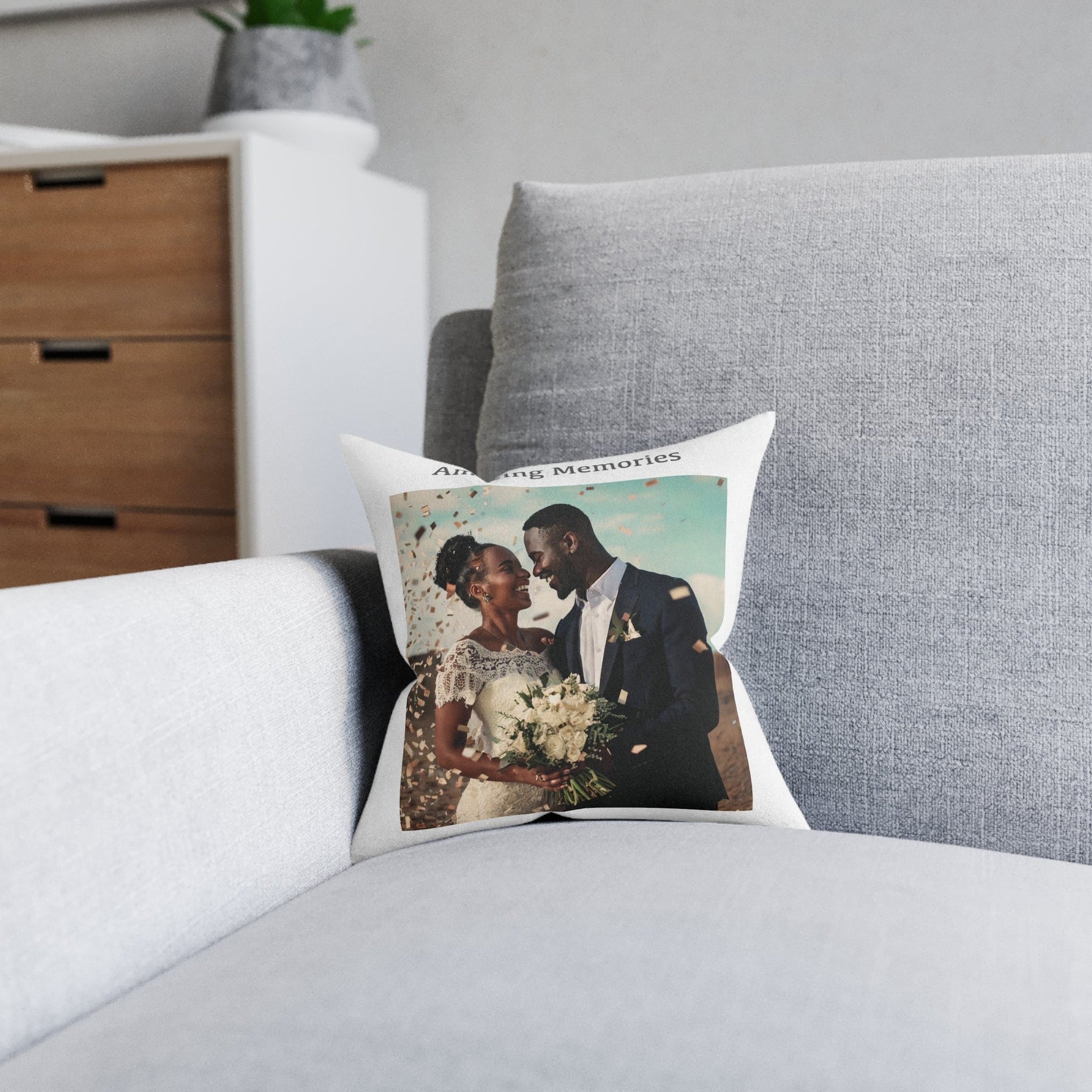 Printify Home Decor Amazing Memories Photo Cushion
