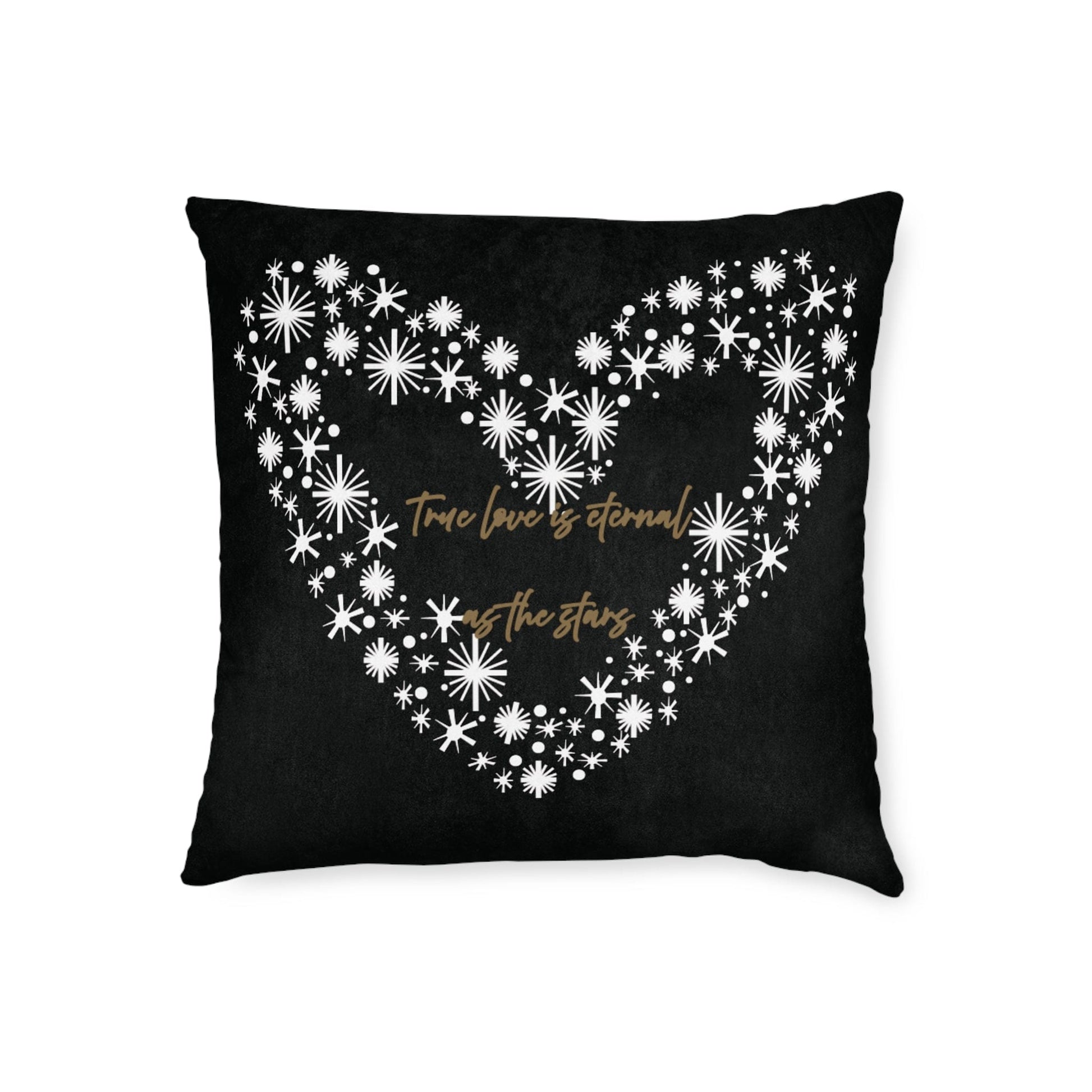 Printify Home Decor Black Cushion - True Love is Eternal as the Stars Heart Design