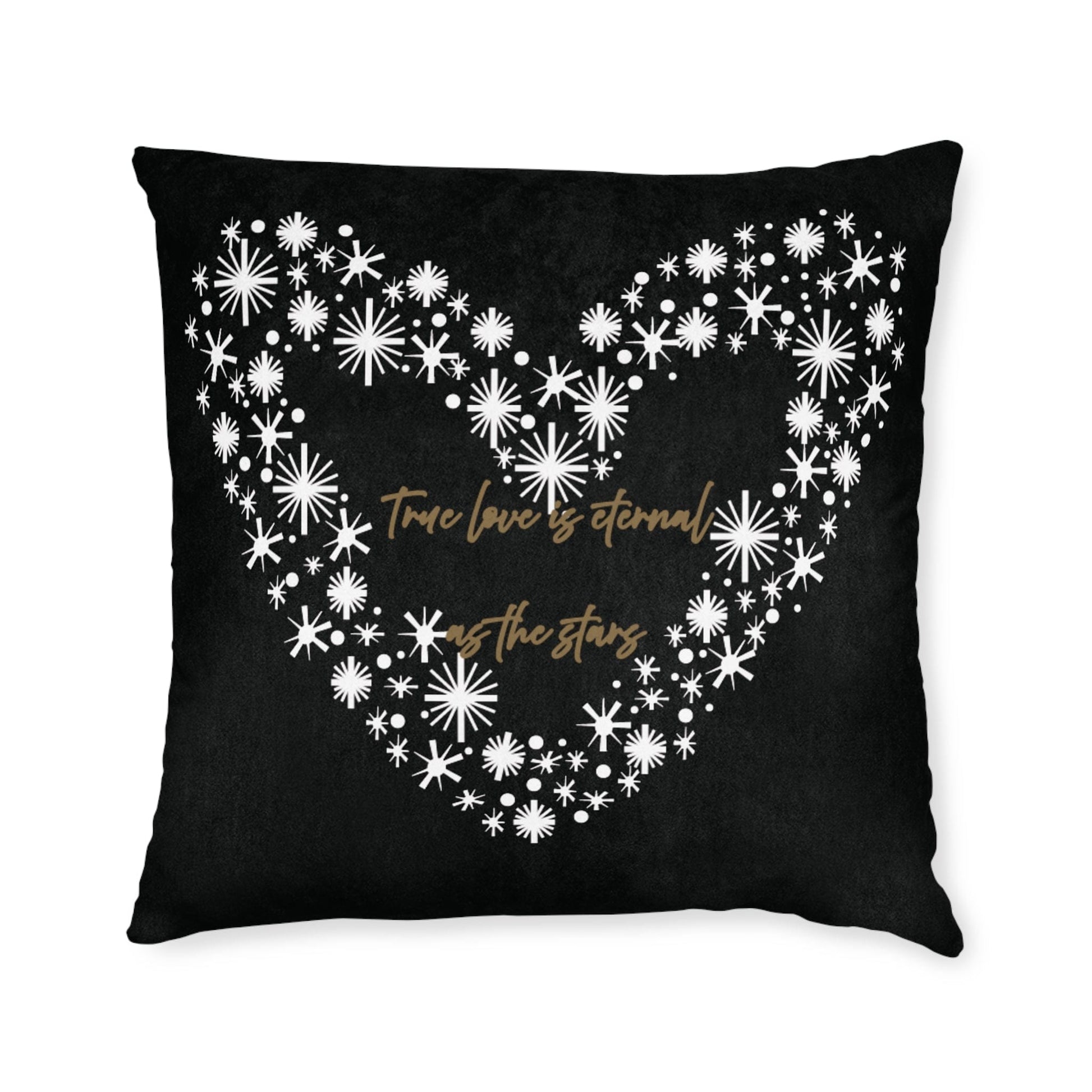 Printify Home Decor Black Cushion - True Love is Eternal as the Stars Heart Design