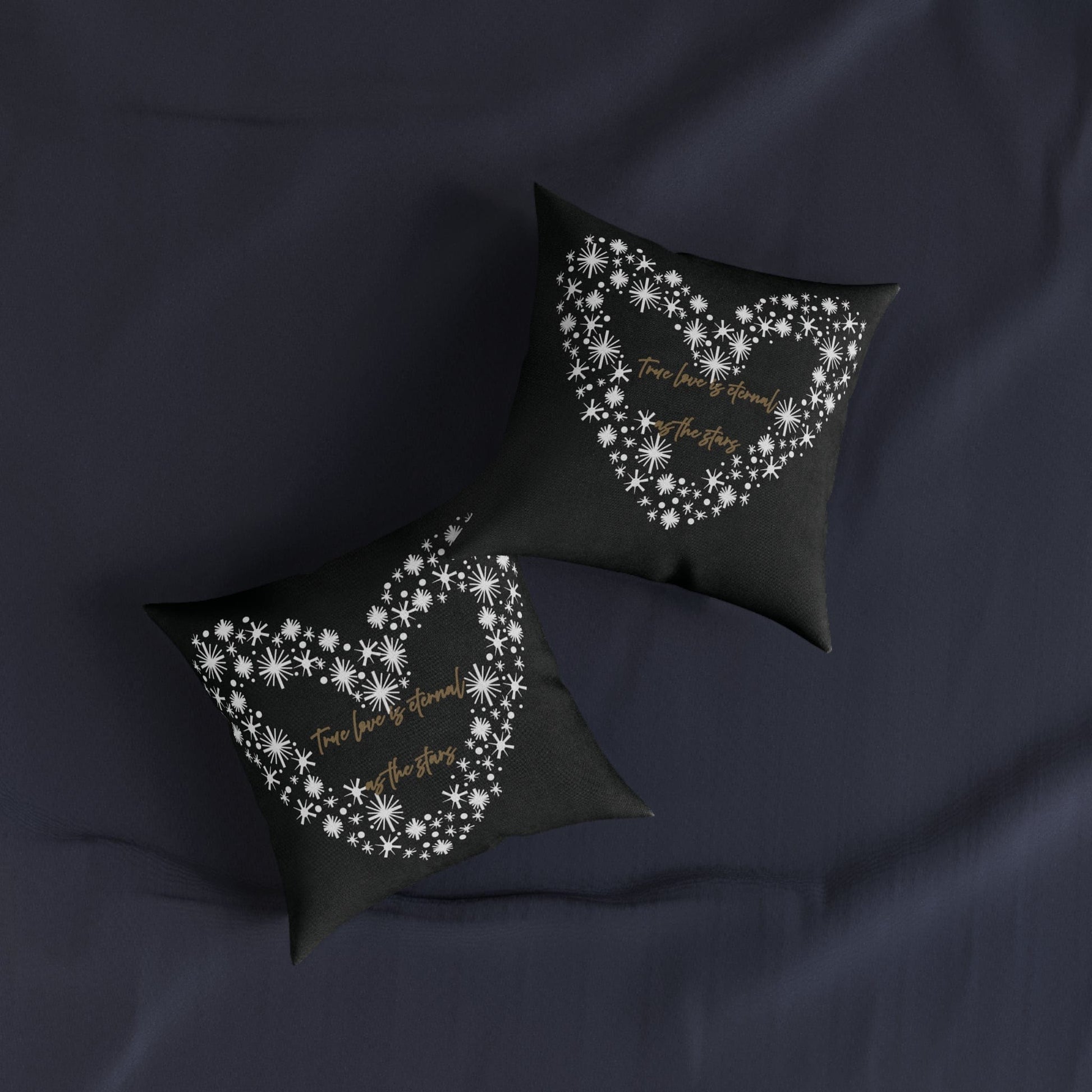 Printify Home Decor Black Cushion - True Love is Eternal as the Stars Heart Design