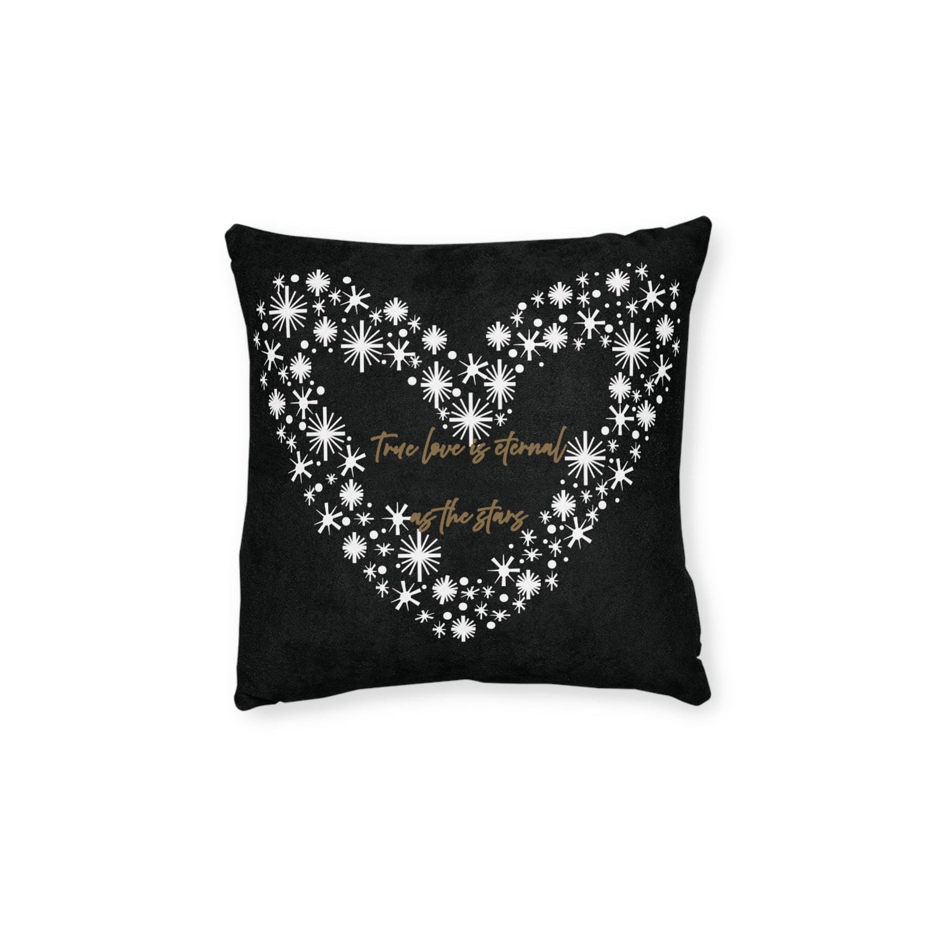 Printify Home Decor Black Cushion - True Love is Eternal as the Stars Heart Design