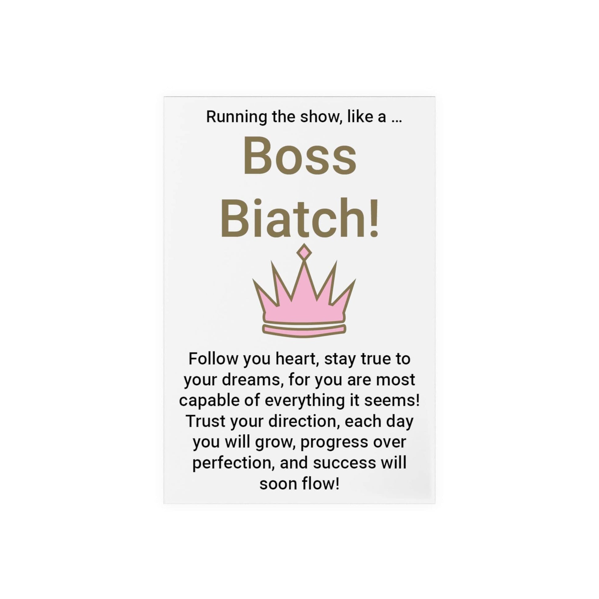 Printify Home Decor Boss Biatch Acrylic Sign with Wooden Stand