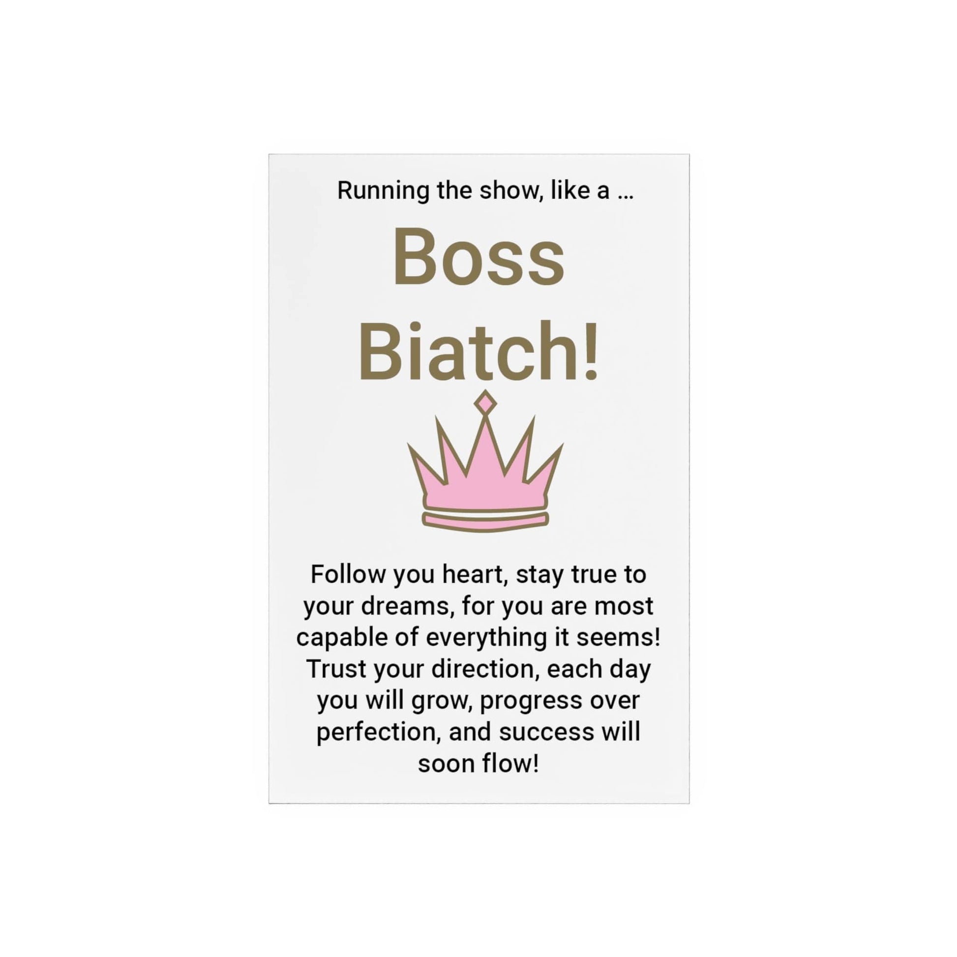 Printify Home Decor Boss Biatch Acrylic Sign with Wooden Stand