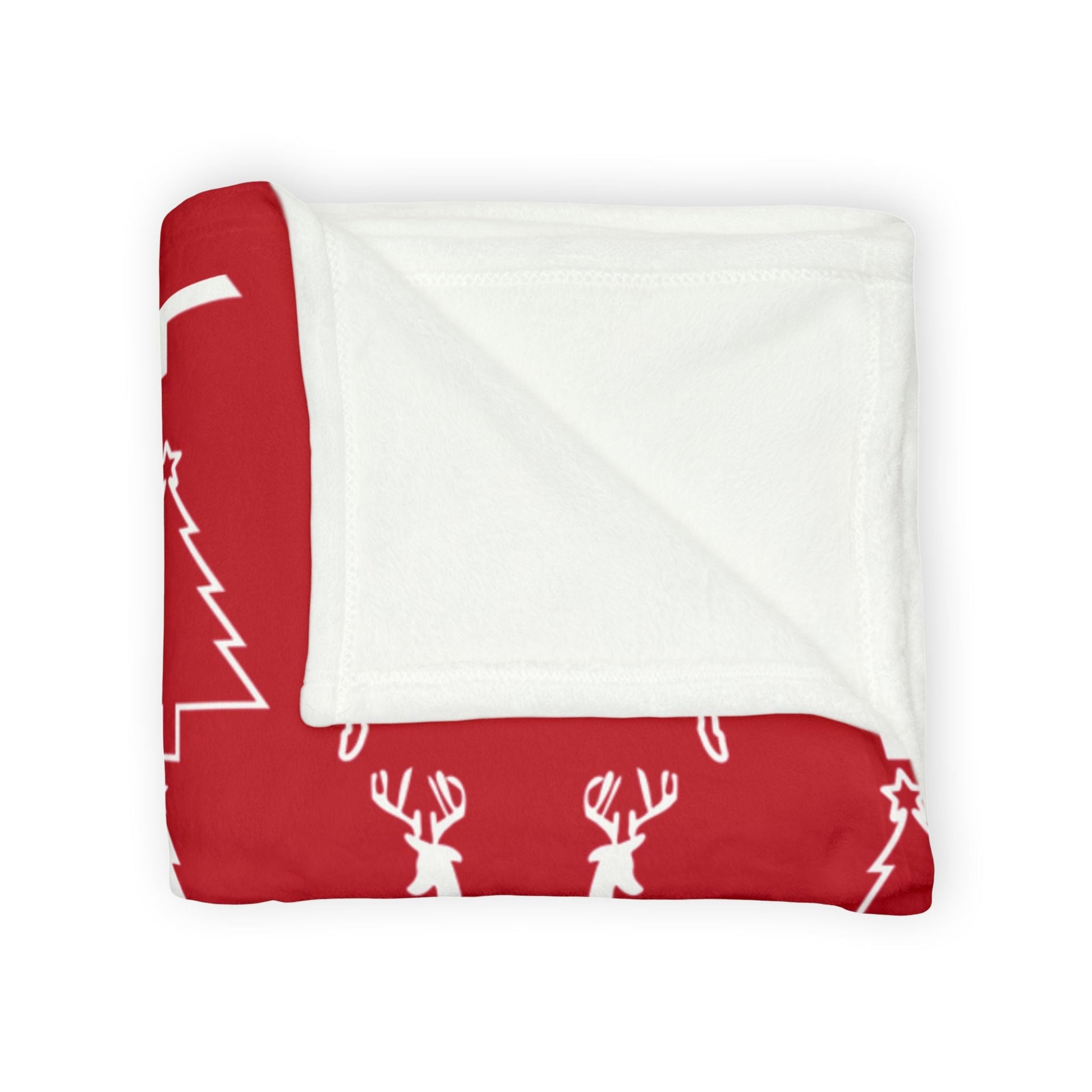 Printify Home Decor Christmas Reindeer and Tree Blanket - Red