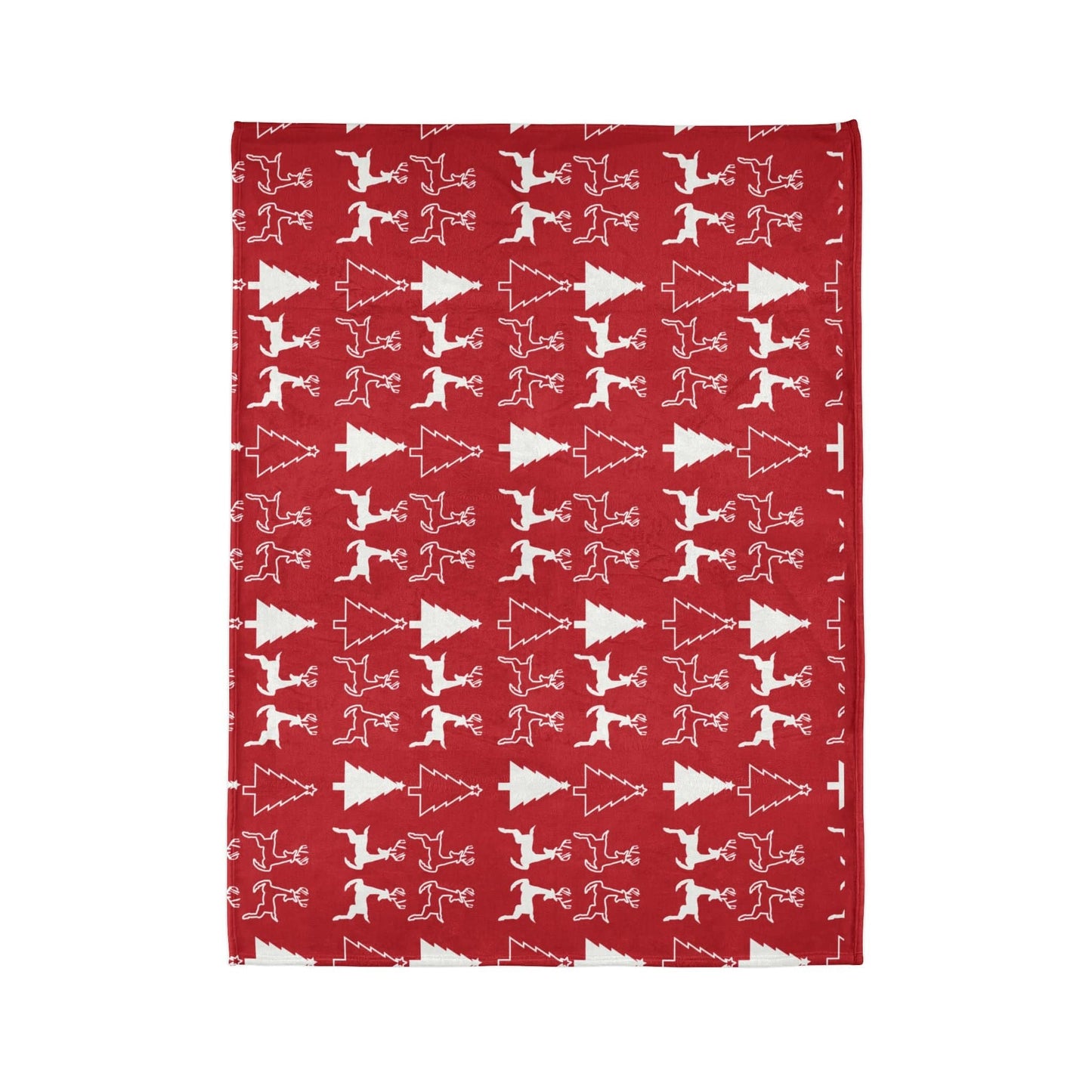 Printify Home Decor Christmas Reindeer and Tree Blanket - Red