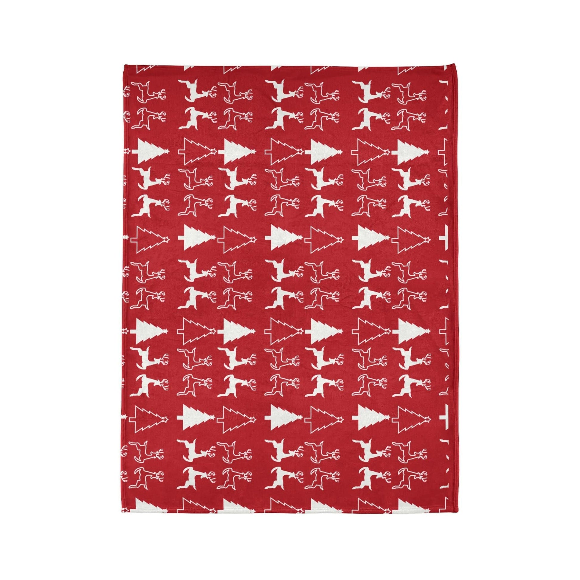 Printify Home Decor Christmas Reindeer and Tree Blanket - Red