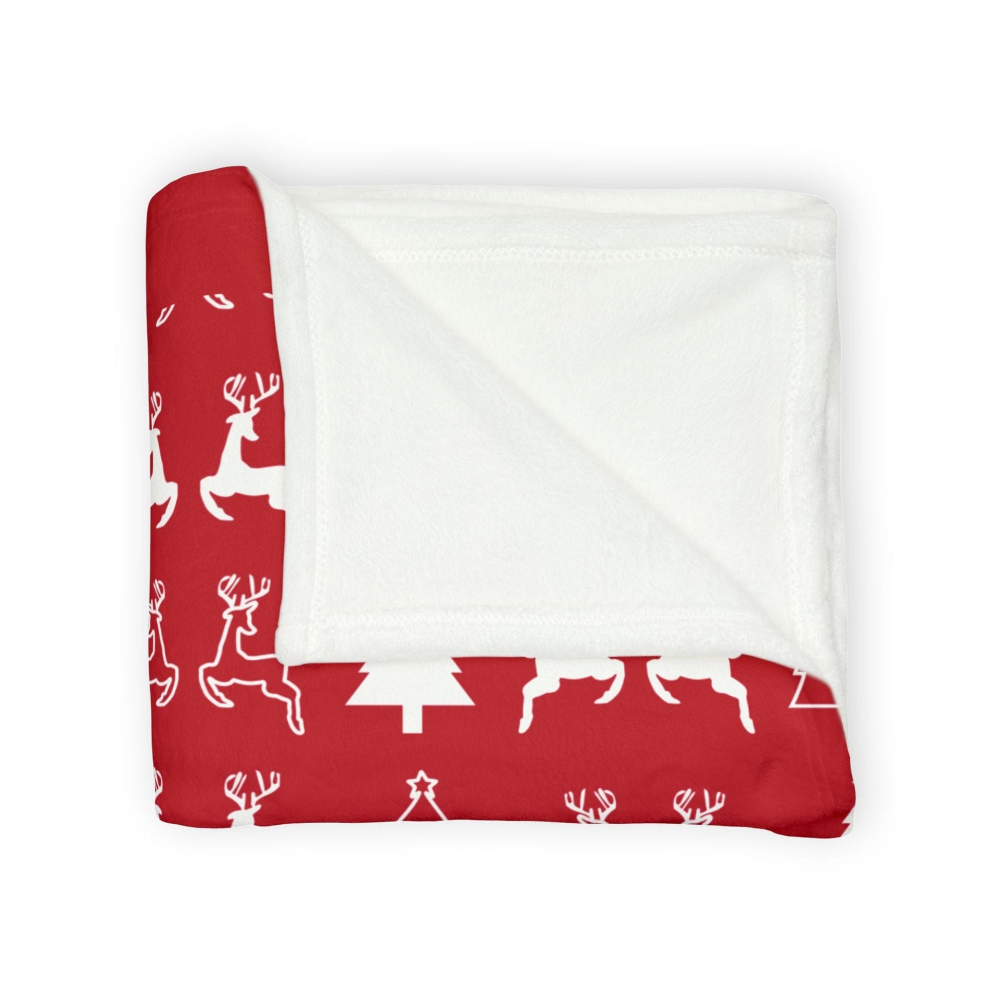 Printify Home Decor Christmas Reindeer and Tree Blanket - Red