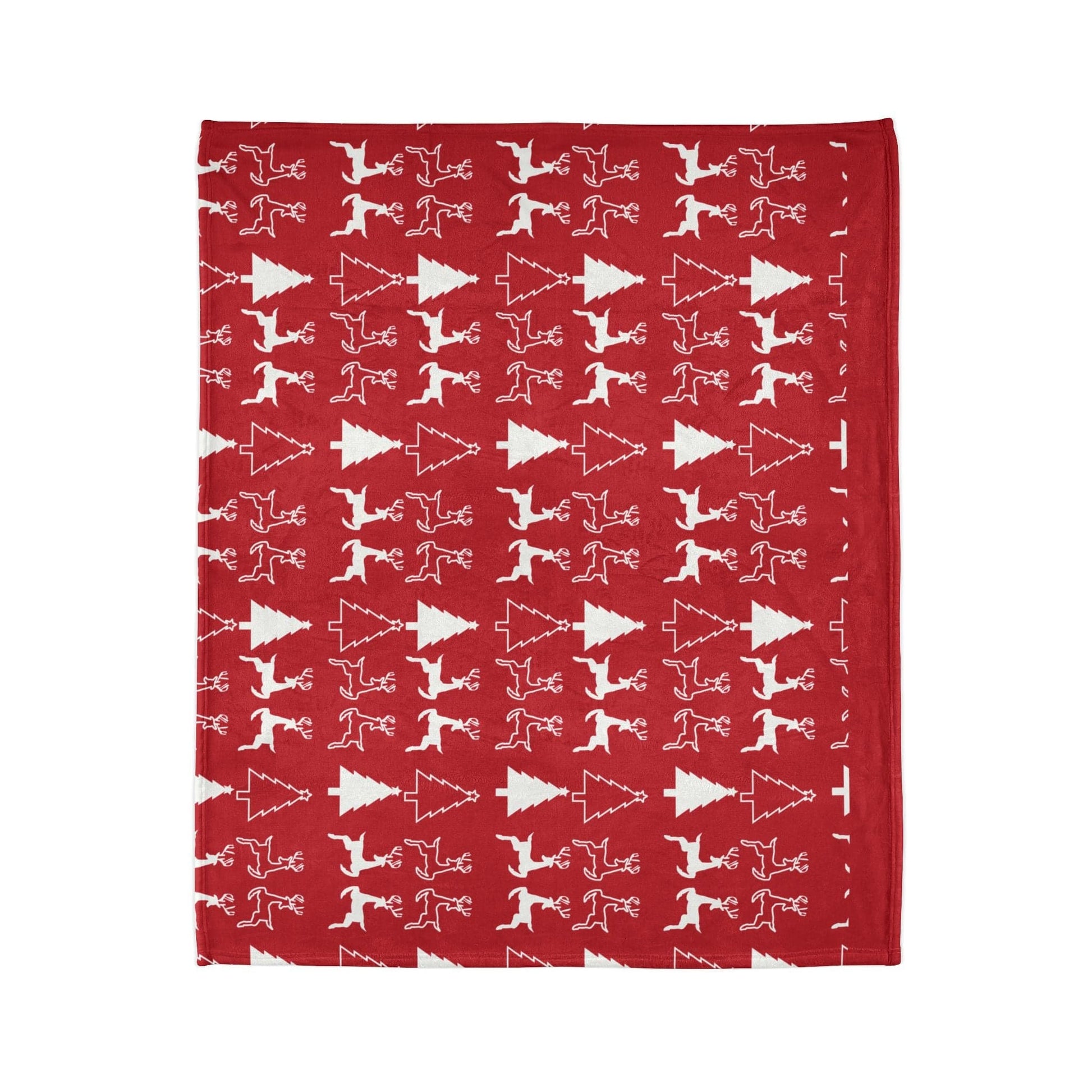 Printify Home Decor Christmas Reindeer and Tree Blanket - Red