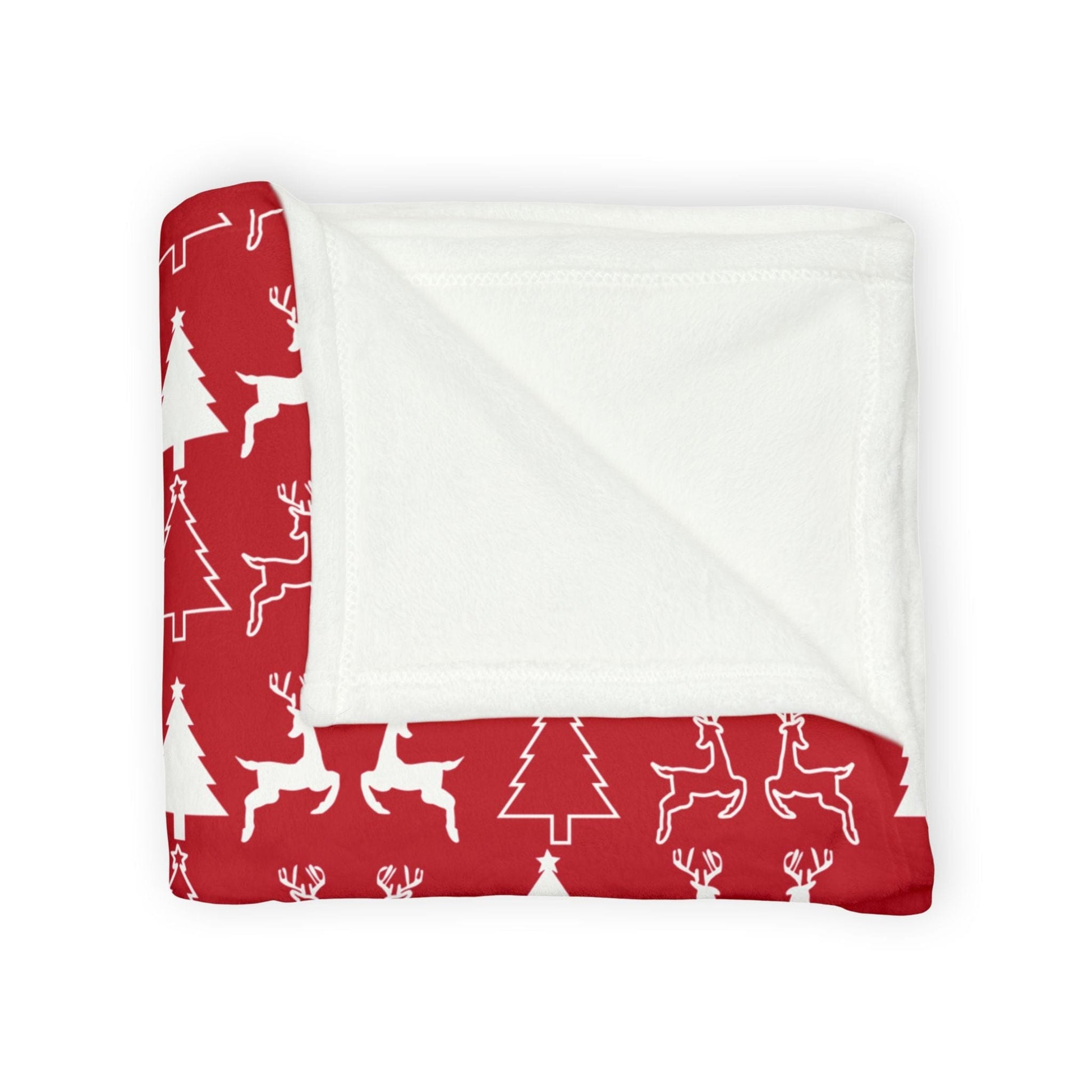 Printify Home Decor Christmas Reindeer and Tree Blanket - Red