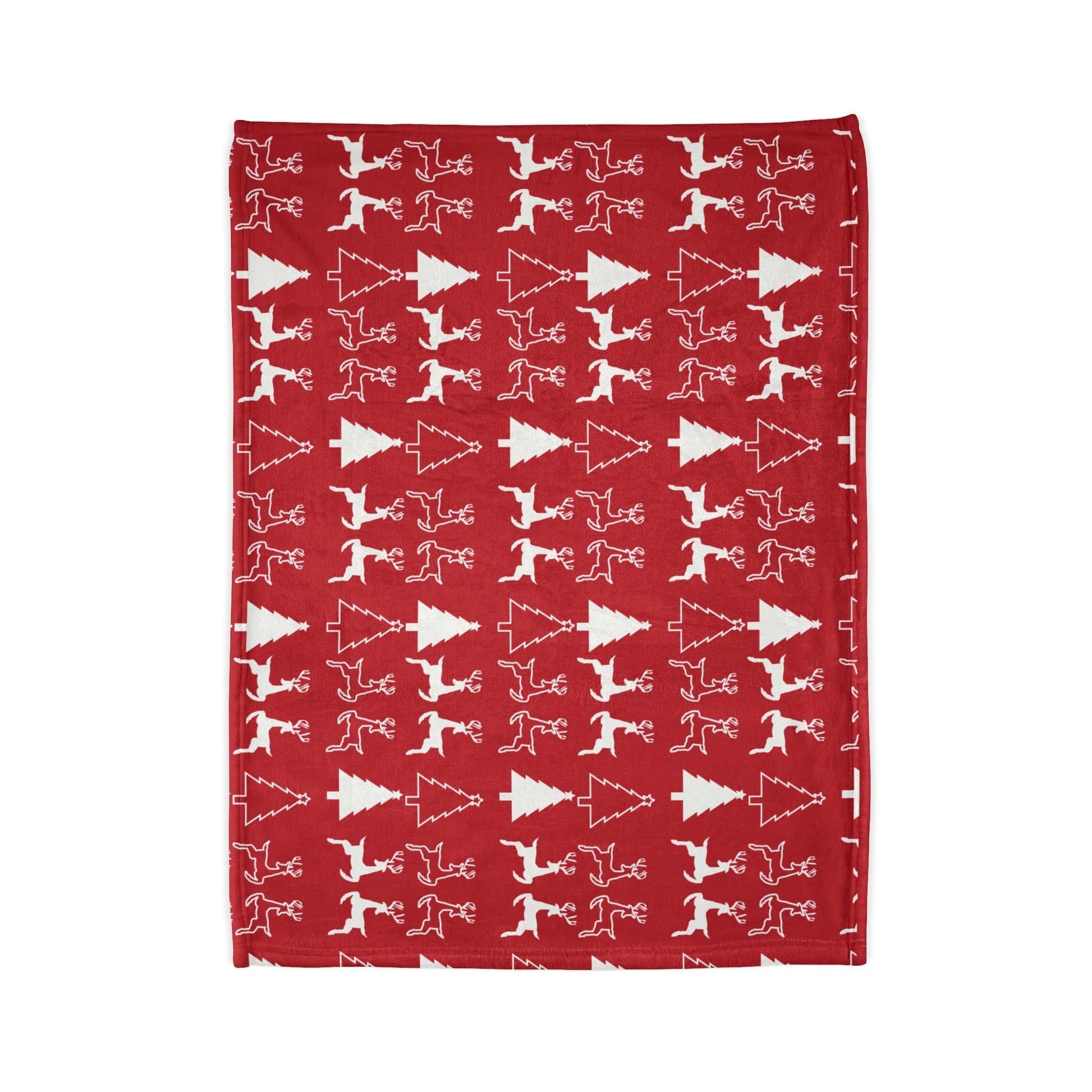 Printify Home Decor Christmas Reindeer and Tree Blanket - Red