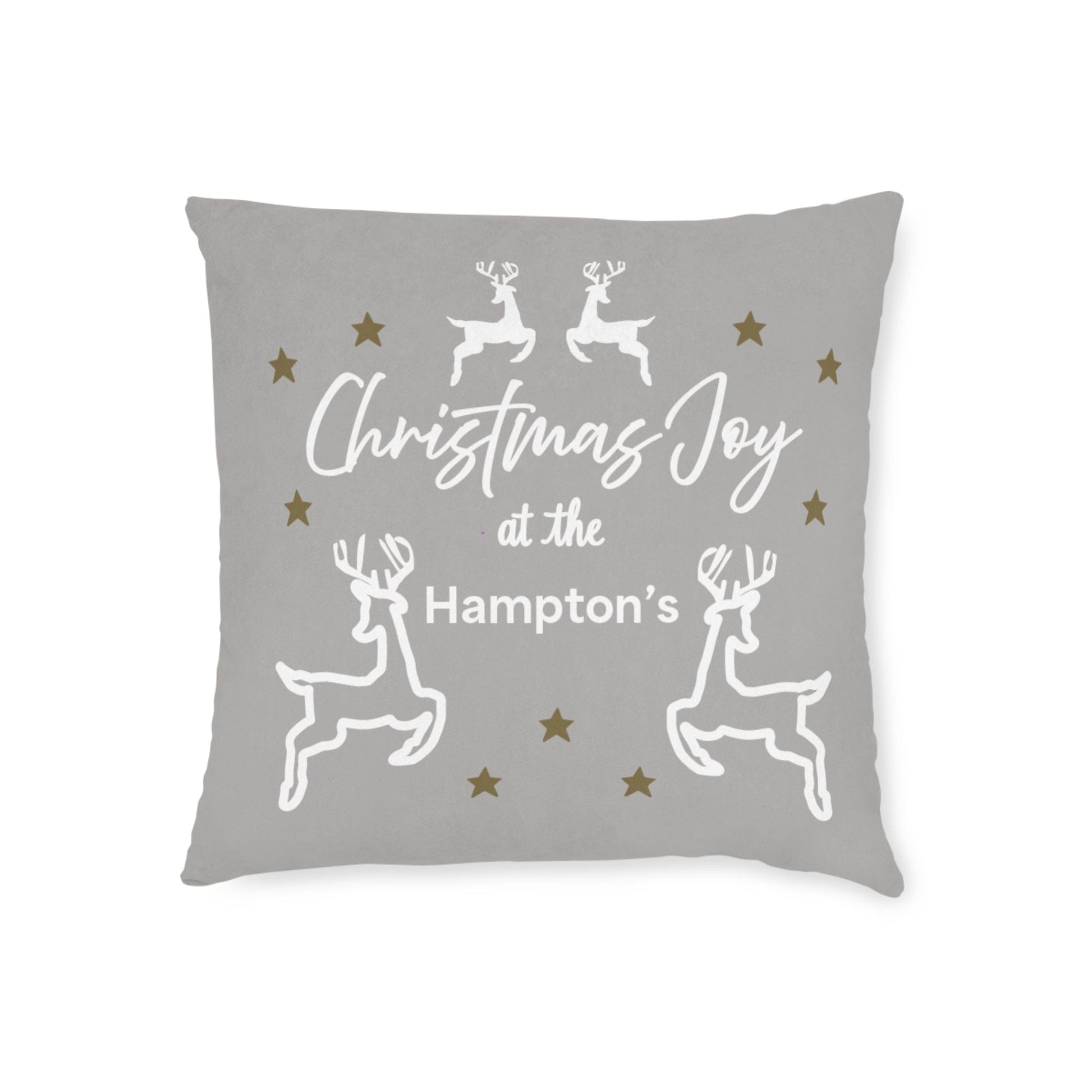 Printify Home Decor Cushion - Personalised Family Name & Reindeer