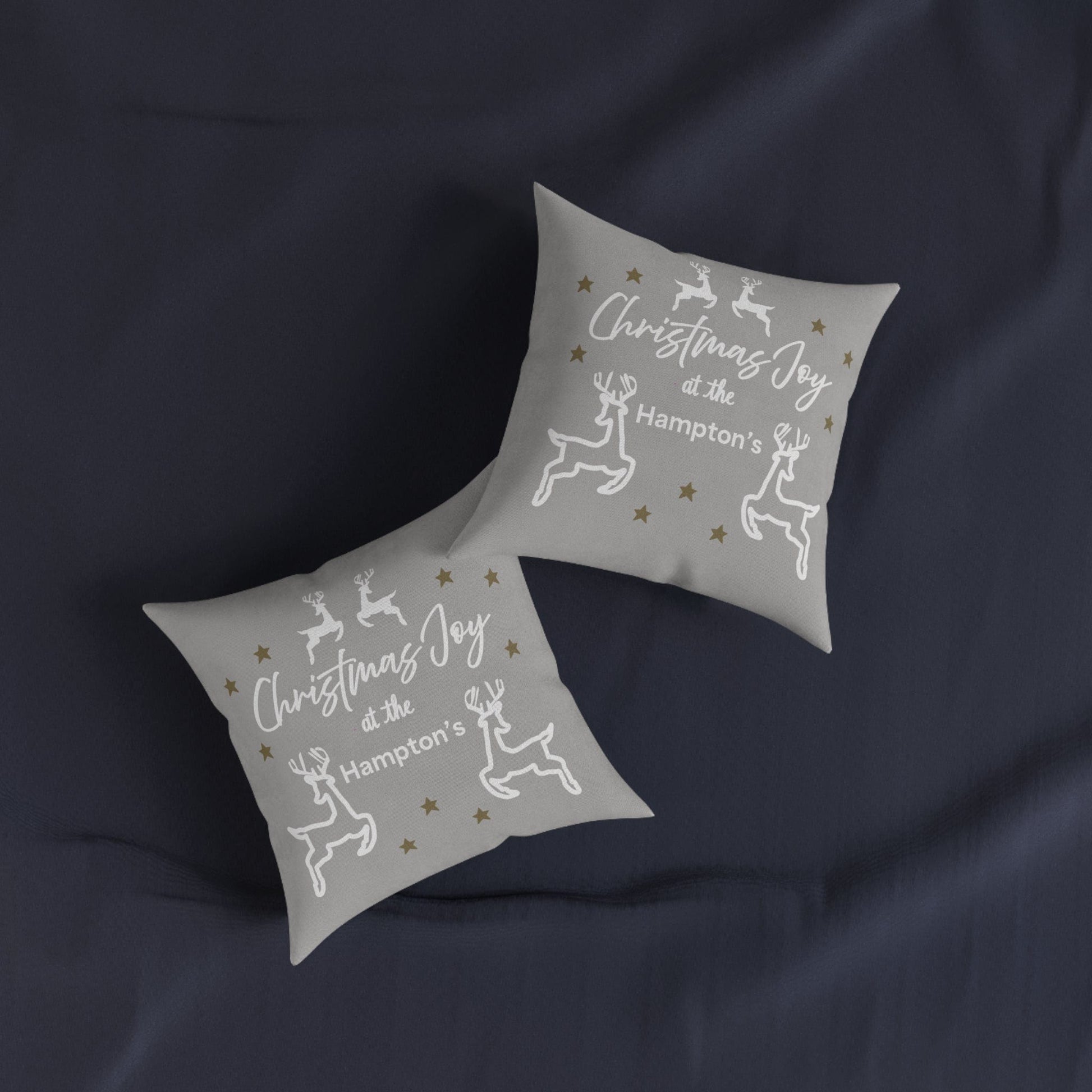 Printify Home Decor Cushion - Personalised Family Name & Reindeer