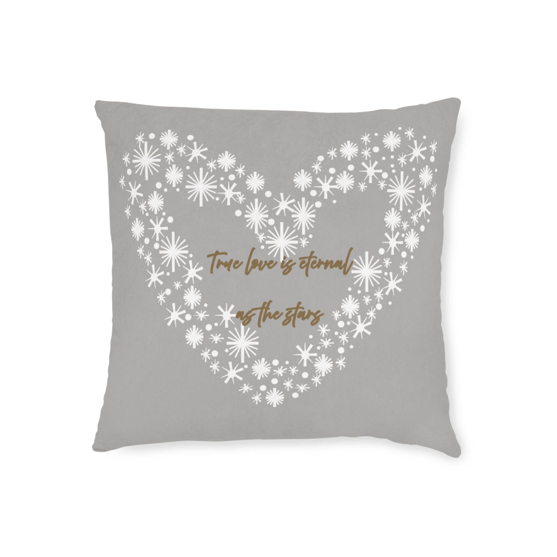 Printify Home Decor Grey Cushion - True Love is Eternal as the Stars Heart Design
