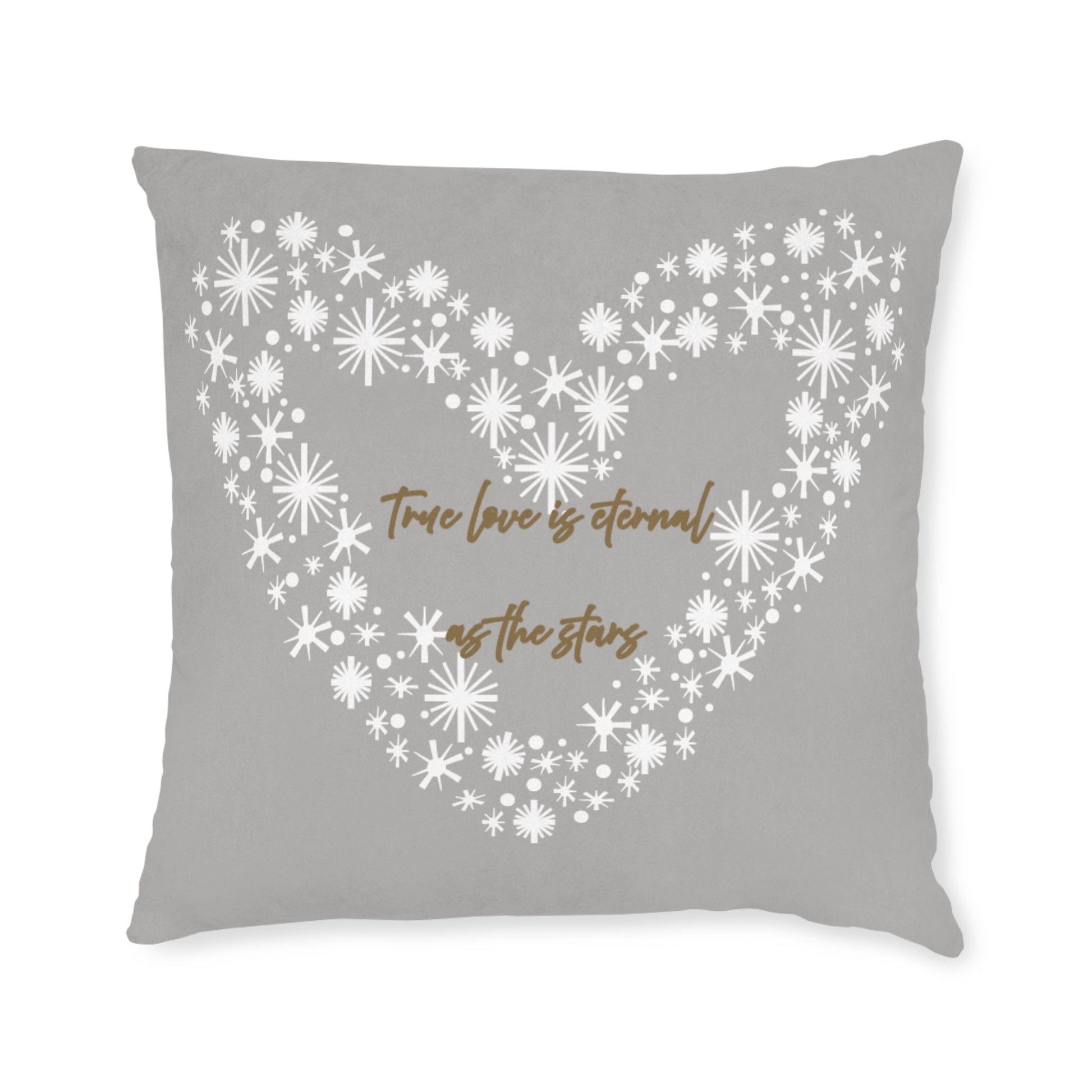 Printify Home Decor Grey Cushion - True Love is Eternal as the Stars Heart Design