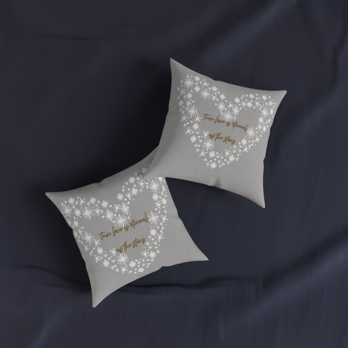 Printify Home Decor Grey Cushion - True Love is Eternal as the Stars Heart Design