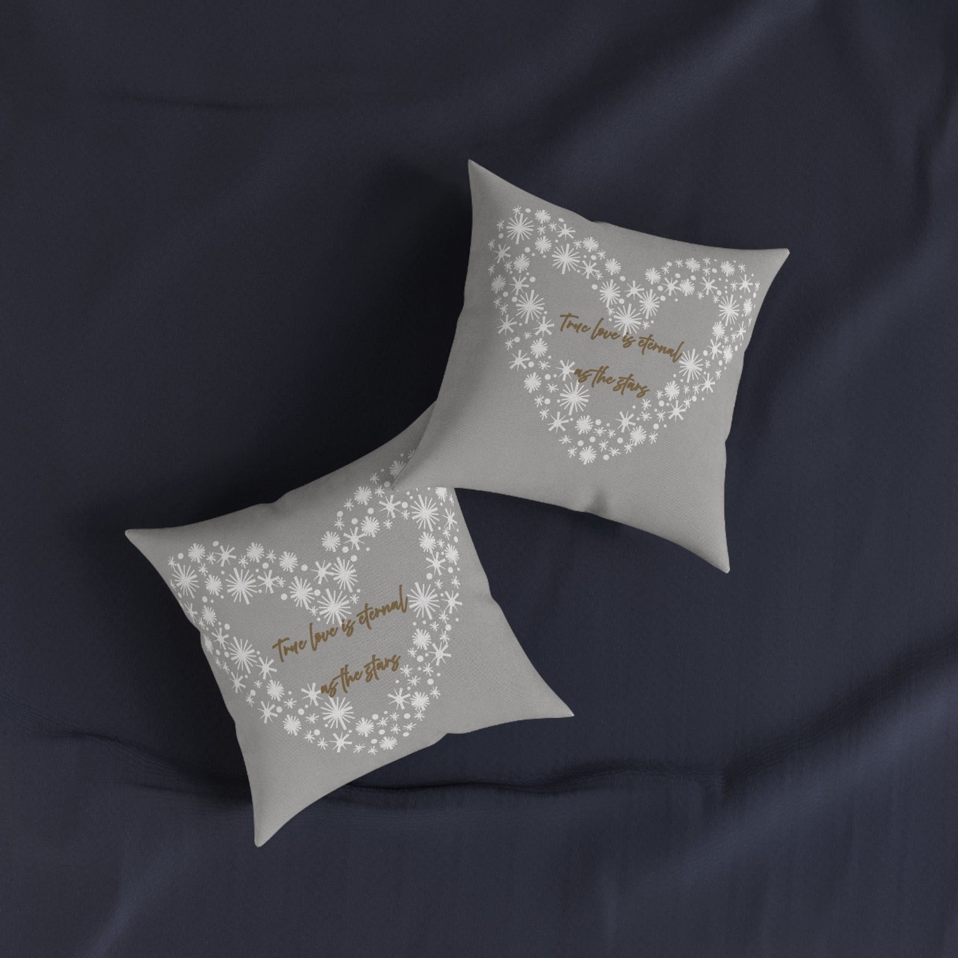 Printify Home Decor Grey Cushion - True Love is Eternal as the Stars Heart Design