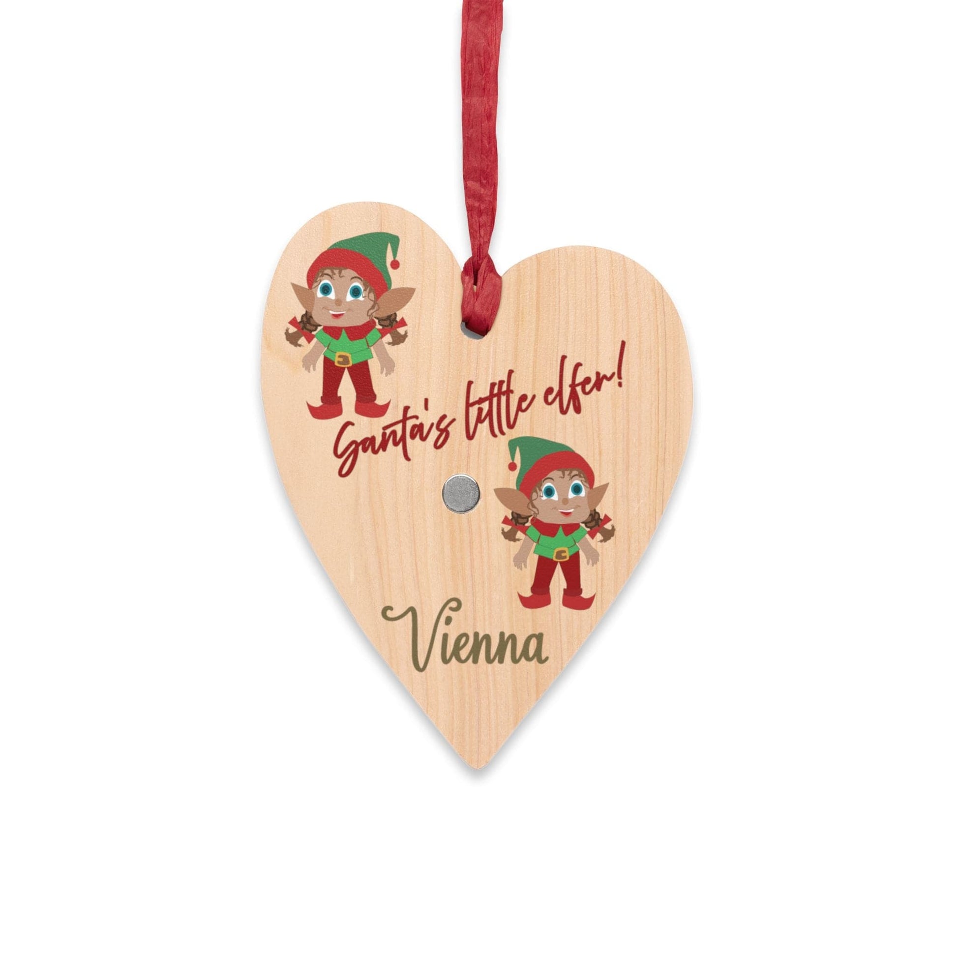 Printify Home Decor Heart / One Size Personalised Santa’s little Elfer pigtails Heart Ornament