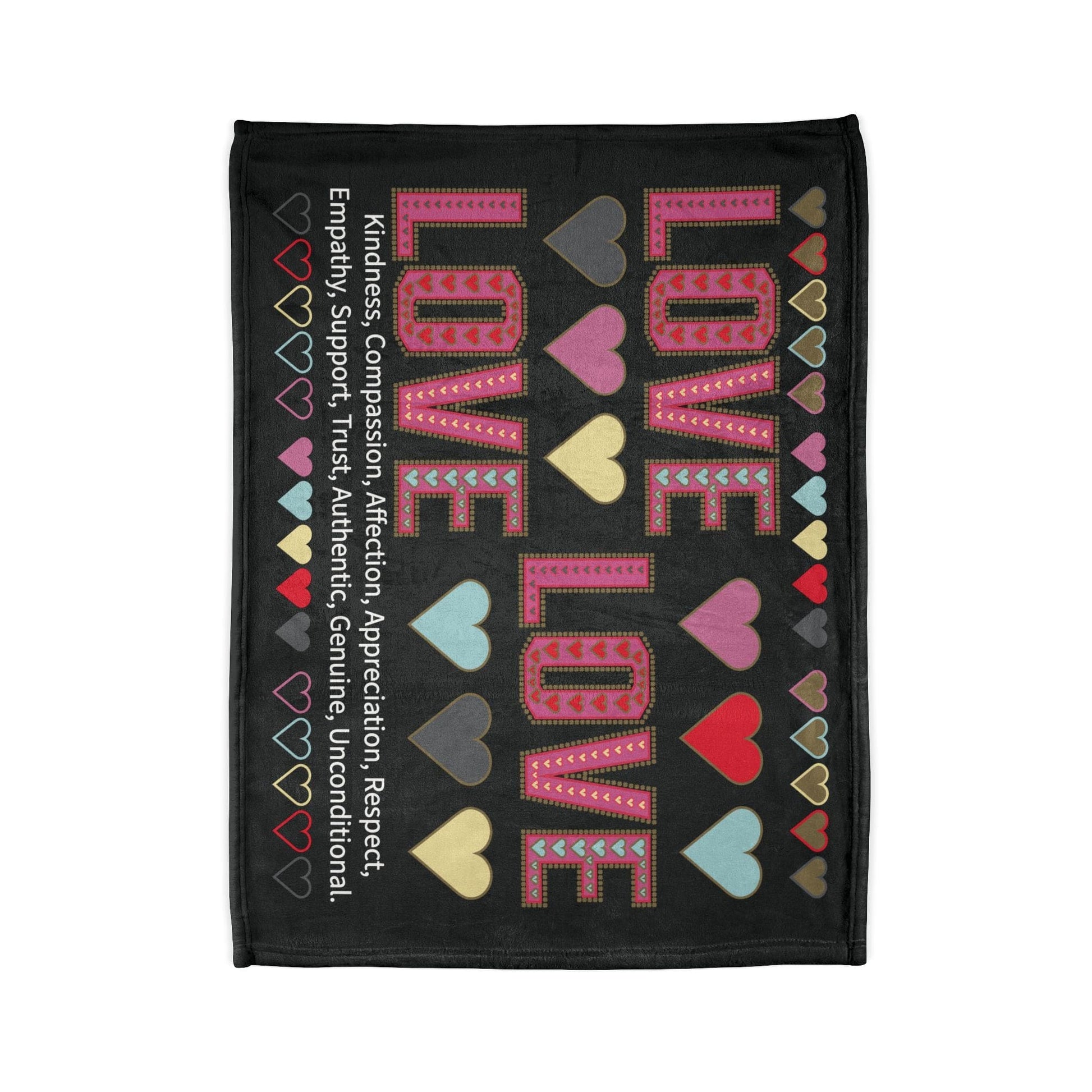 Printify Home Decor Lots of Love With Hearts Blanket Black