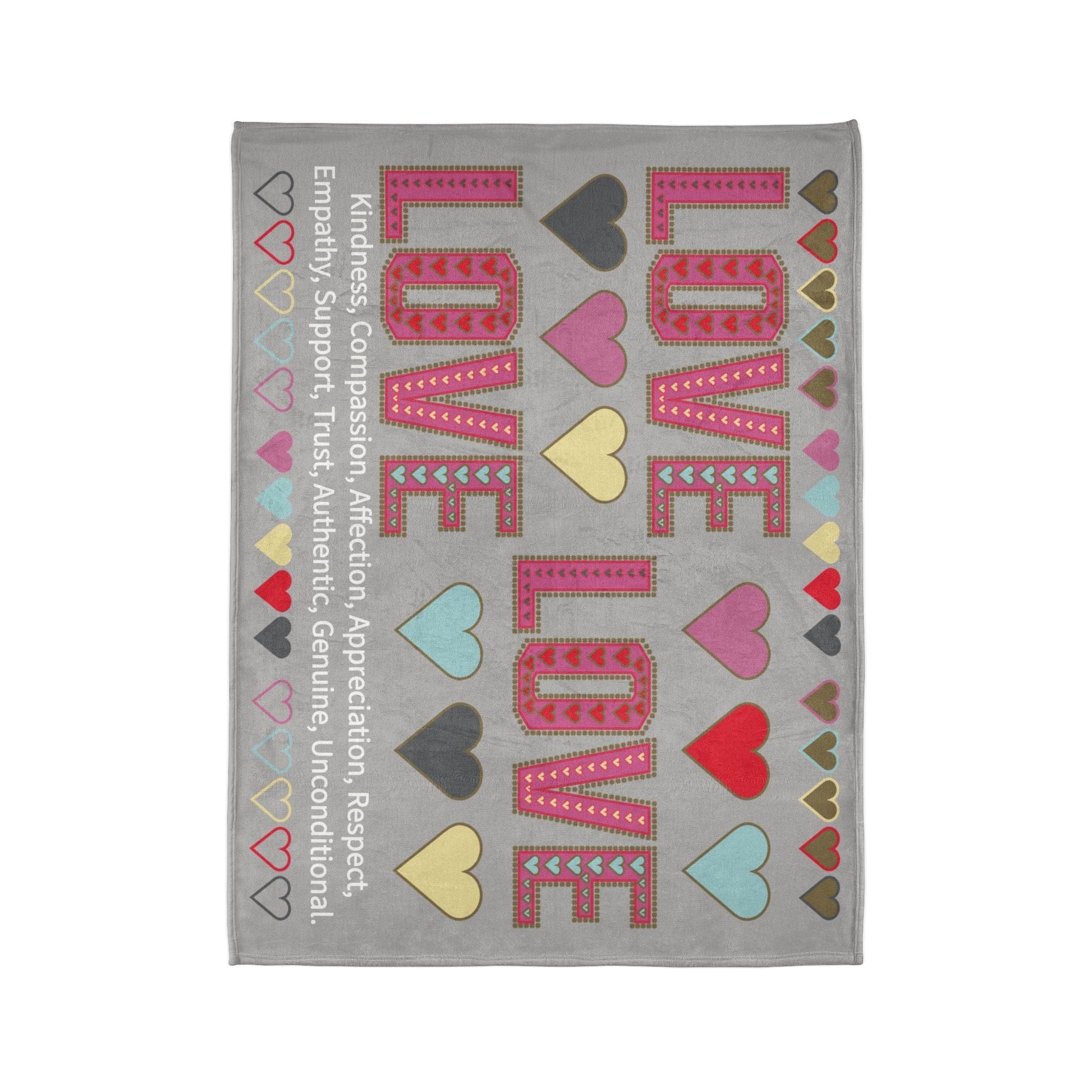 Printify Home Decor Lots of Love With Hearts Blanket Grey