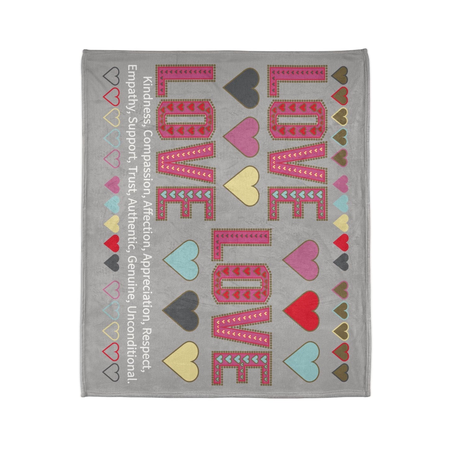 Printify Home Decor Lots of Love With Hearts Blanket Grey