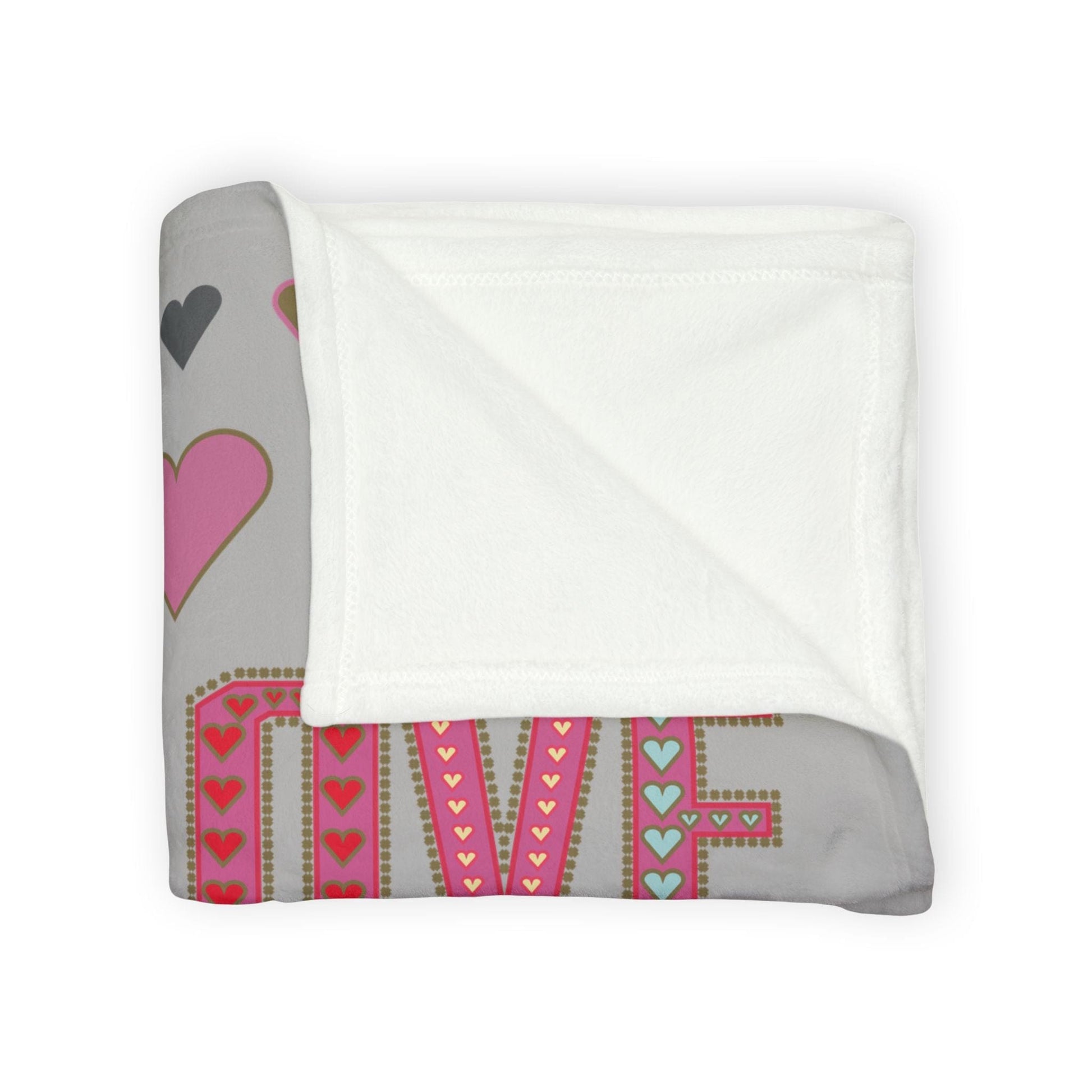 Printify Home Decor Lots of Love With Hearts Blanket Grey