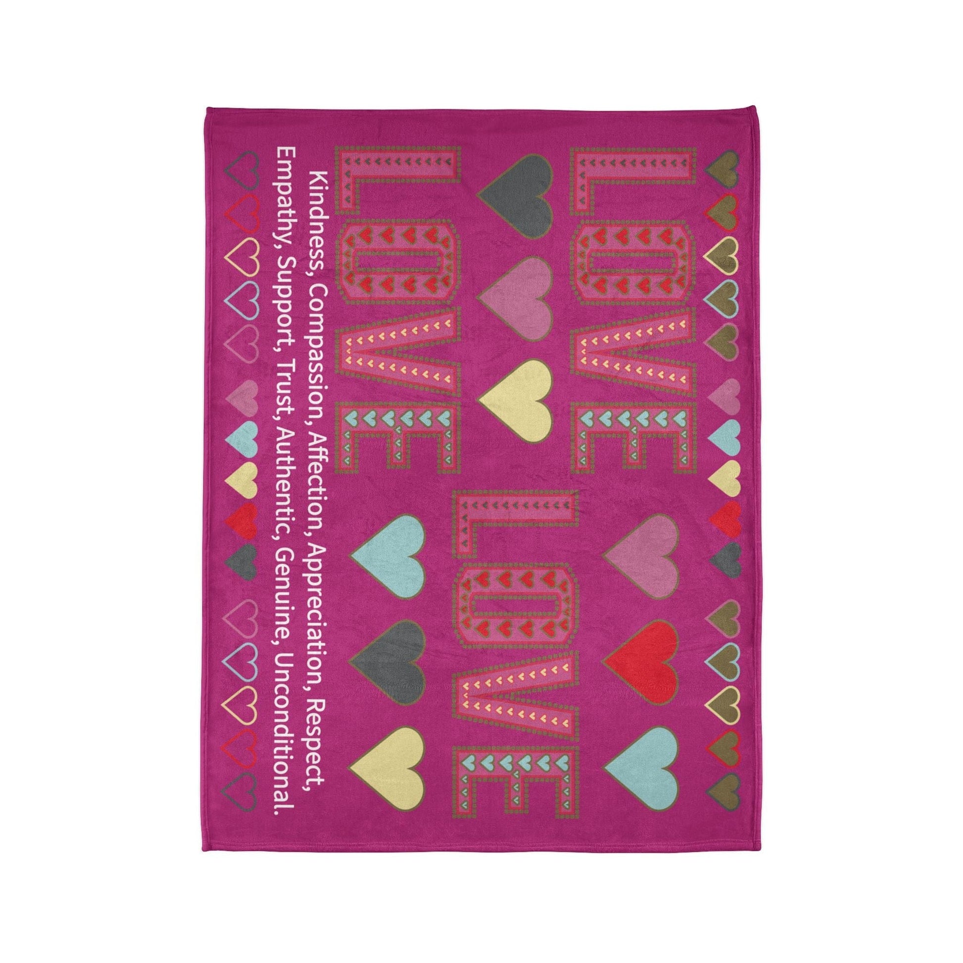 Printify Home Decor Lots of Love With Hearts Blanket Pink