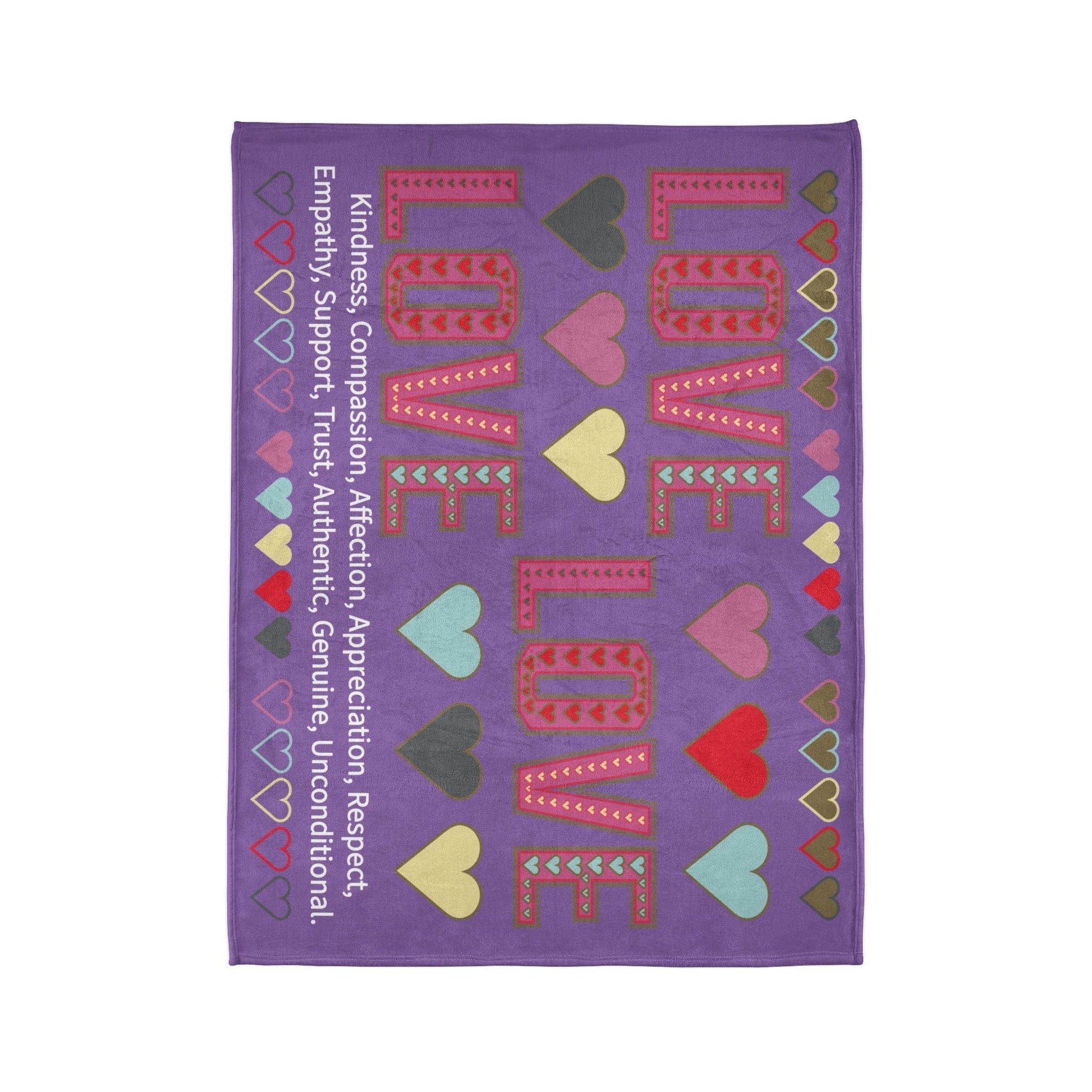 Printify Home Decor Lots of Love With Hearts Blanket Purple
