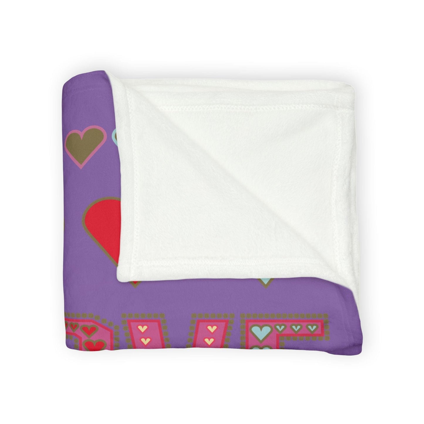 Printify Home Decor Lots of Love With Hearts Blanket Purple