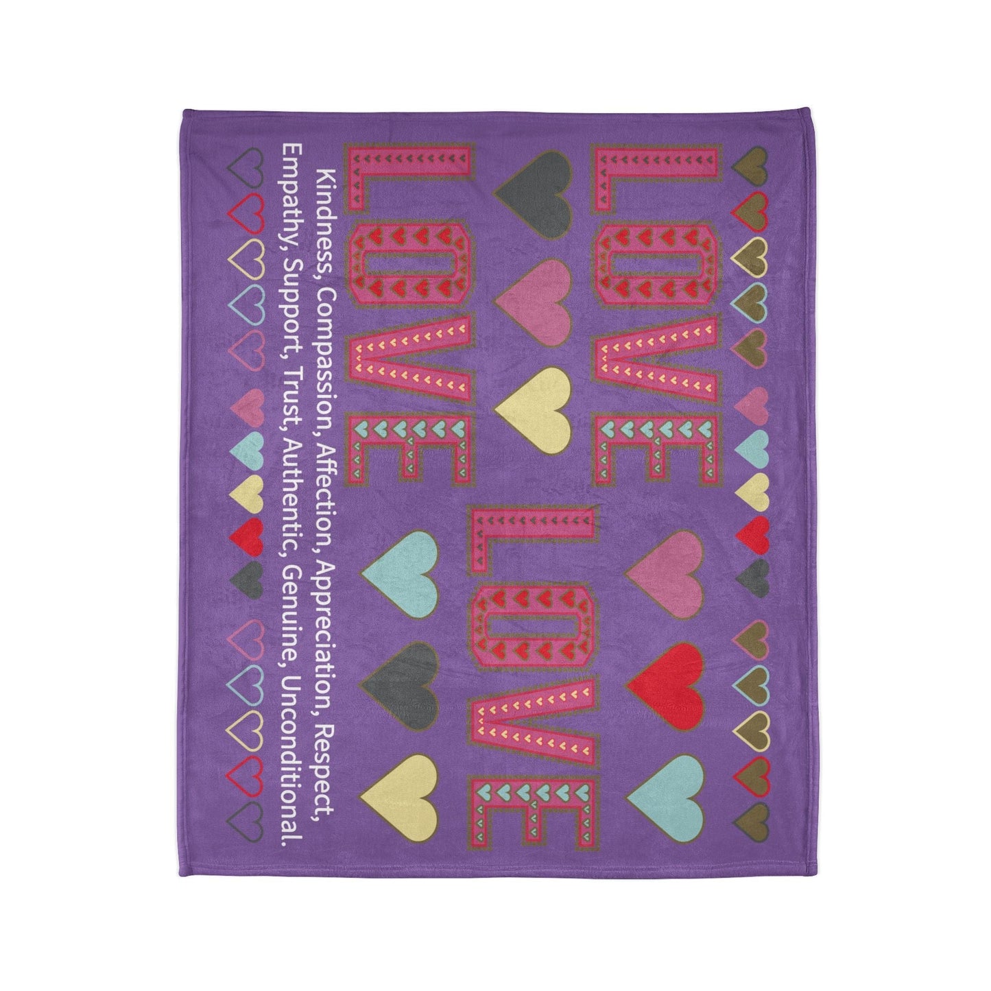 Printify Home Decor Lots of Love With Hearts Blanket Purple