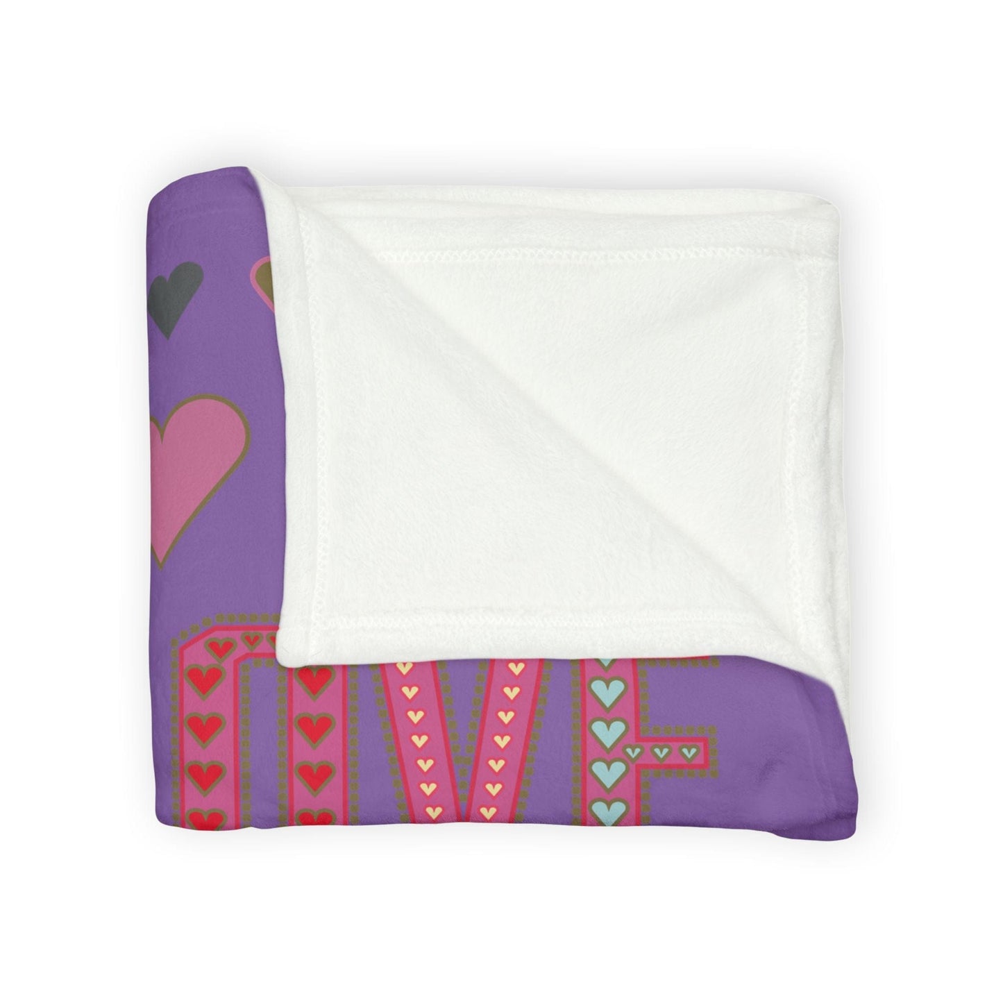 Printify Home Decor Lots of Love With Hearts Blanket Purple