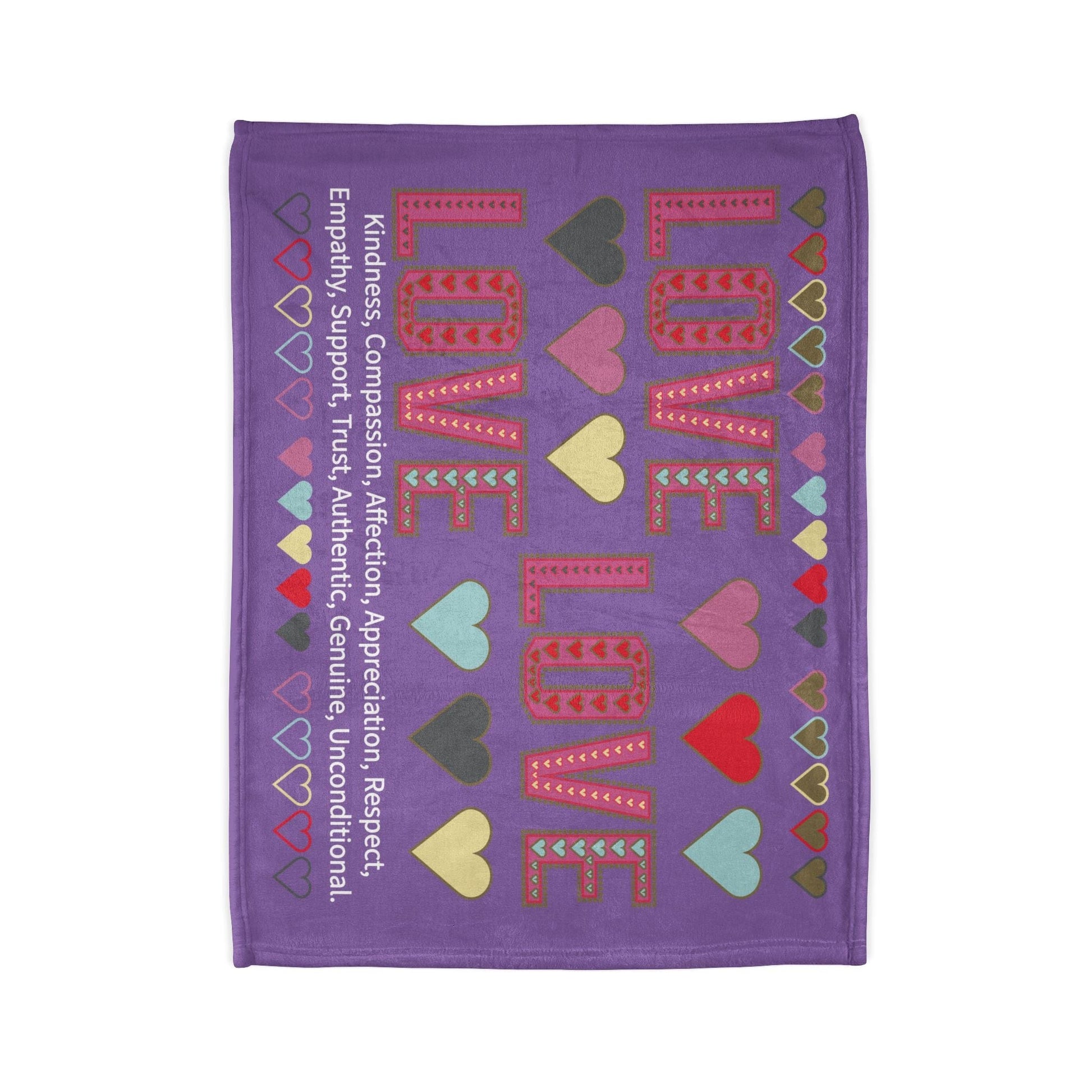 Printify Home Decor Lots of Love With Hearts Blanket Purple