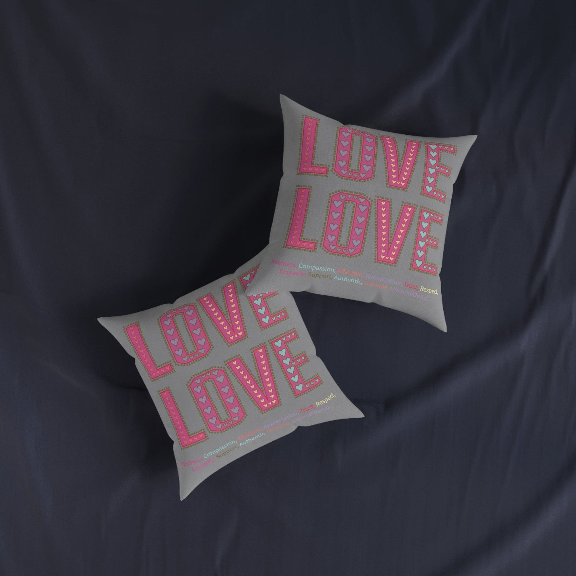 Printify Home Decor Love Love Slogan Cushion Grey