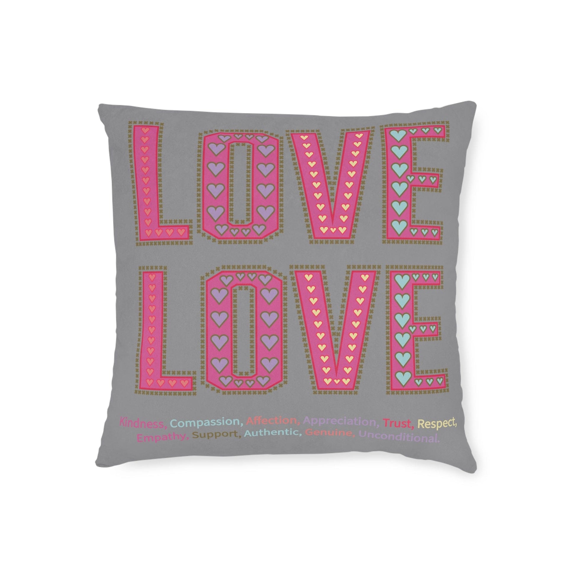 Printify Home Decor Love Love Slogan Cushion Grey