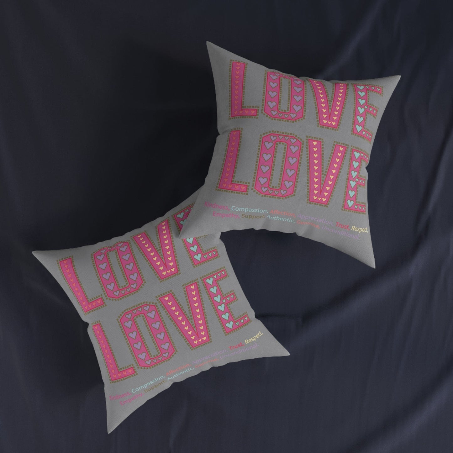 Printify Home Decor Love Love Slogan Cushion Grey
