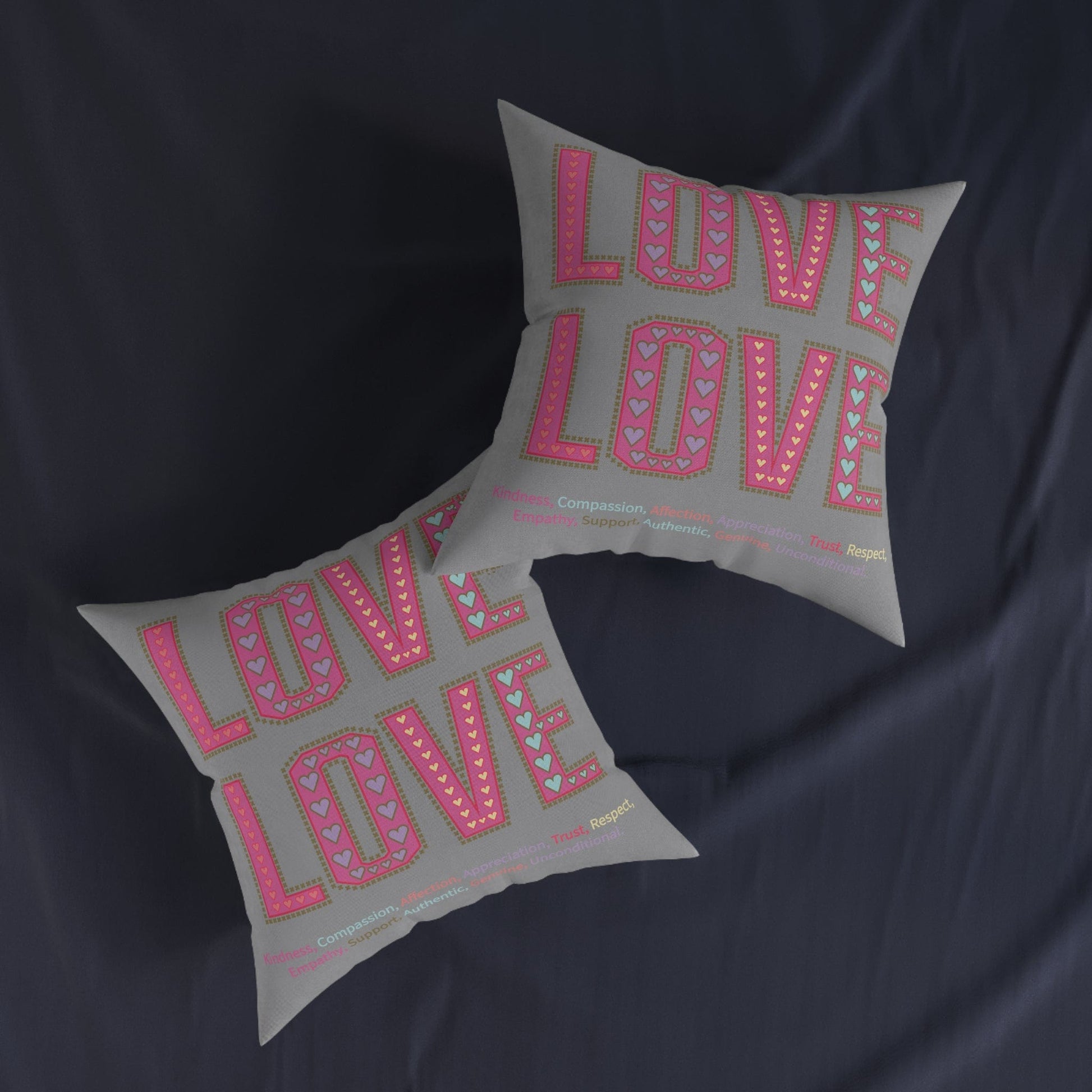 Printify Home Decor Love Love Slogan Cushion Grey