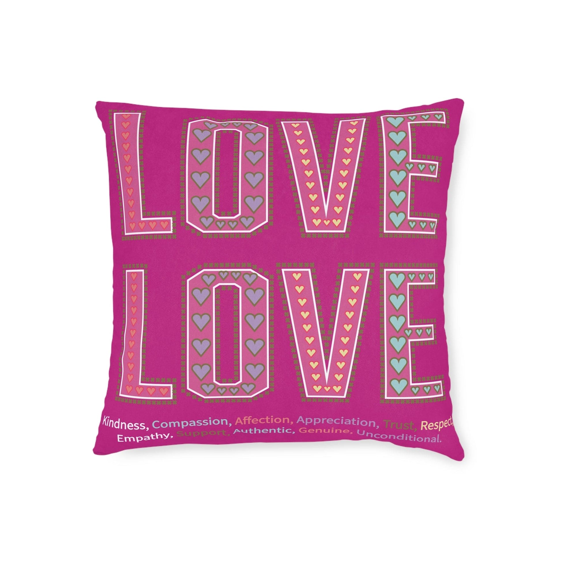 Printify Home Decor Love Love Slogan Cushion Pink
