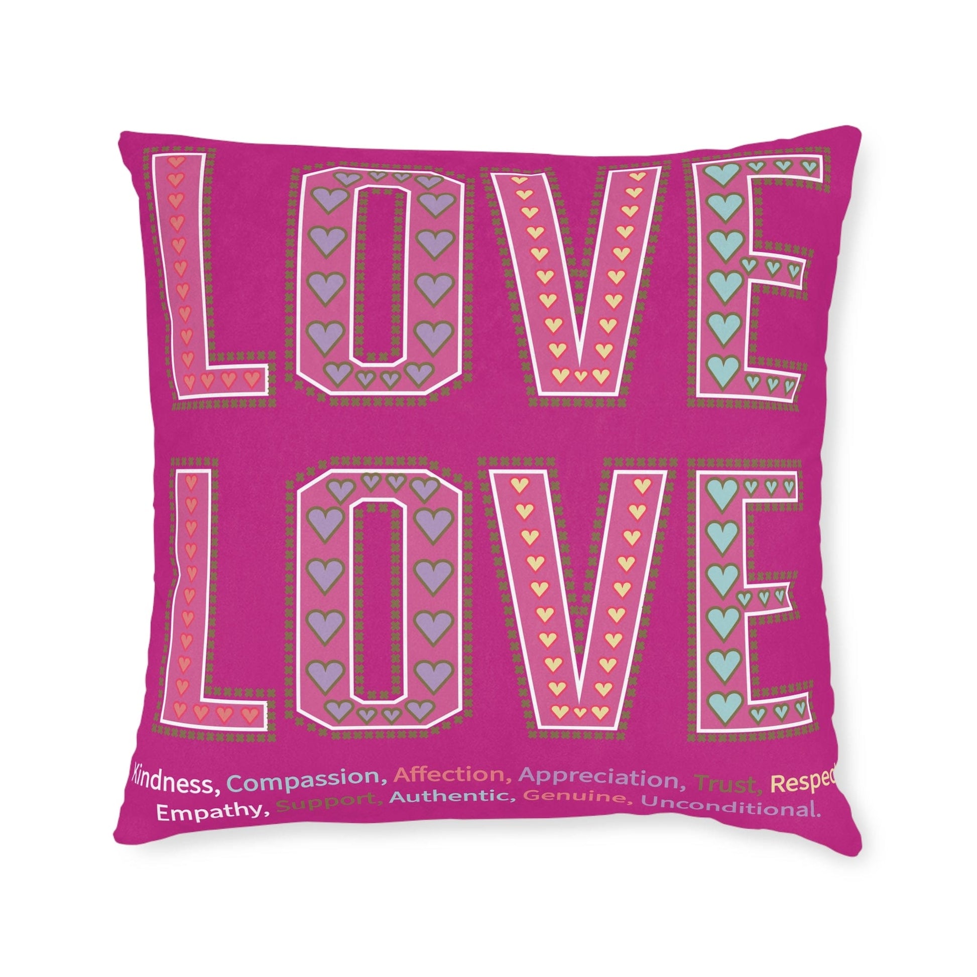 Printify Home Decor Love Love Slogan Cushion Pink