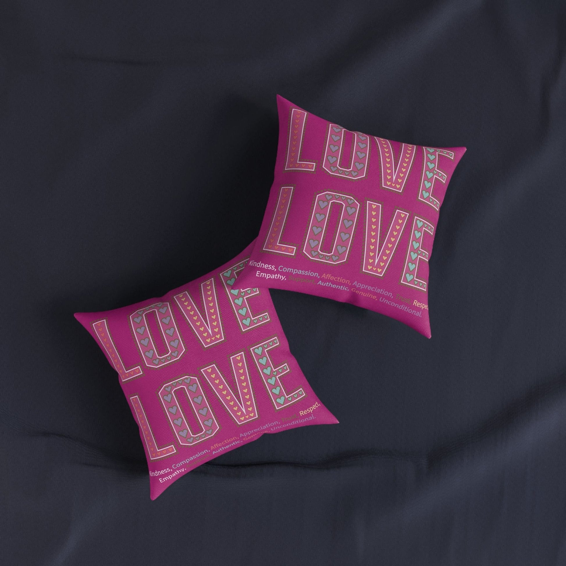 Printify Home Decor Love Love Slogan Cushion Pink
