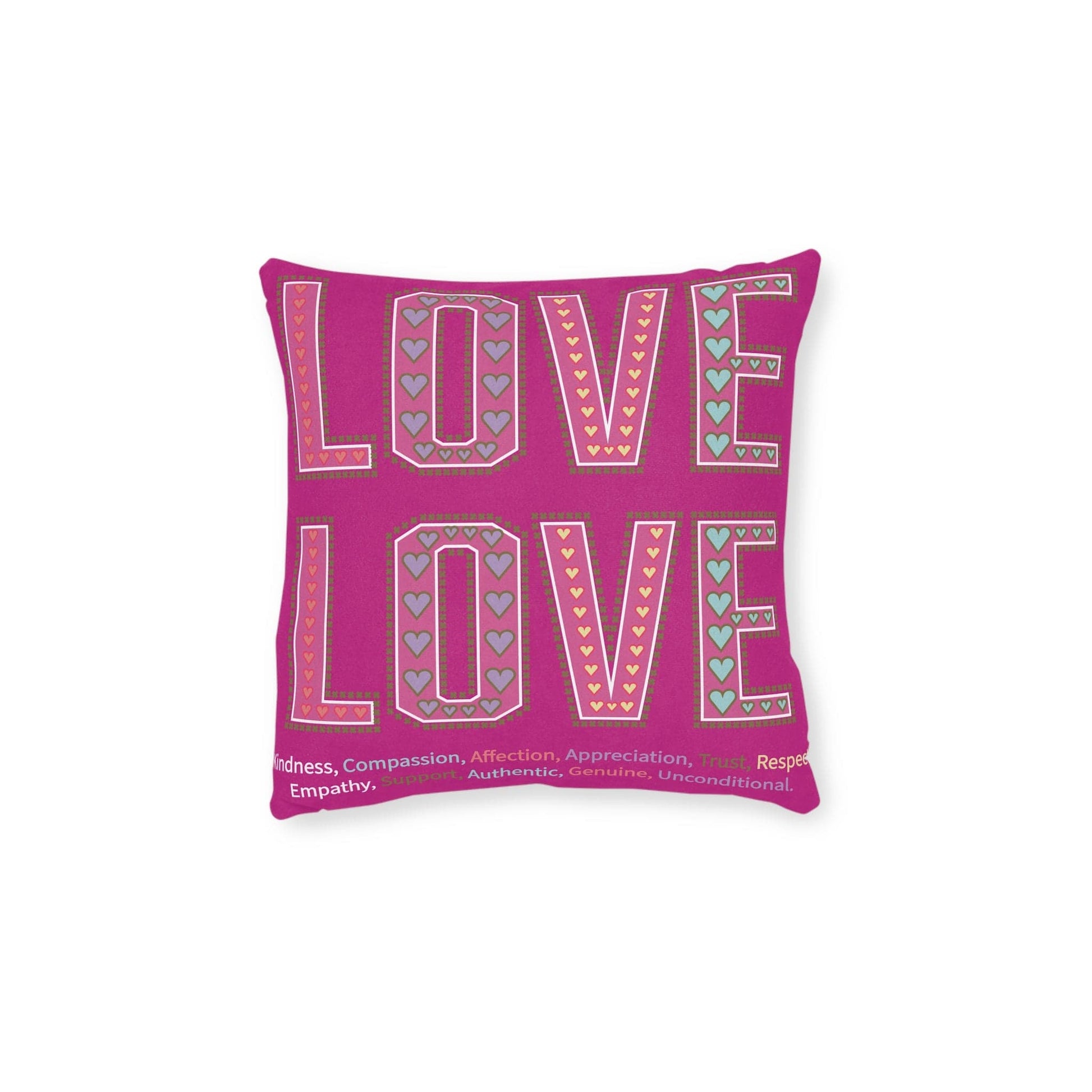 Printify Home Decor Love Love Slogan Cushion Pink