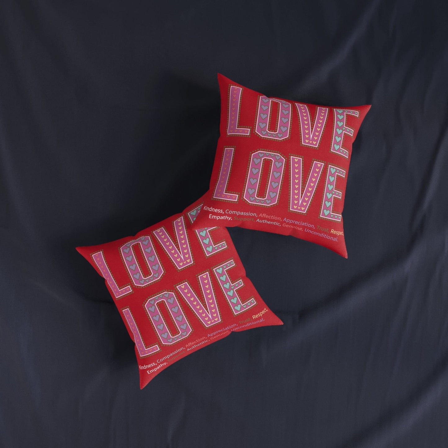 Printify Home Decor Love Love Slogan Cushion Red