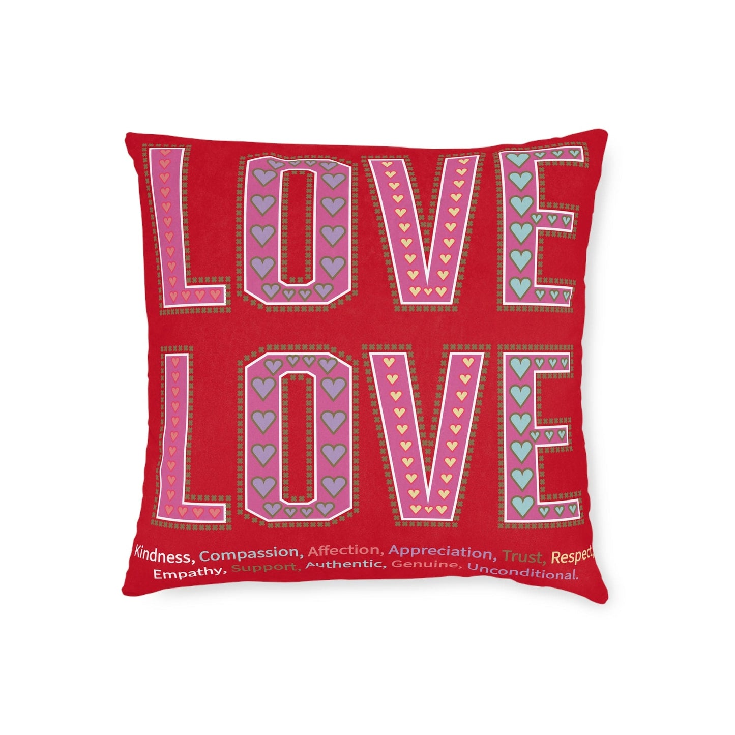 Printify Home Decor Love Love Slogan Cushion Red