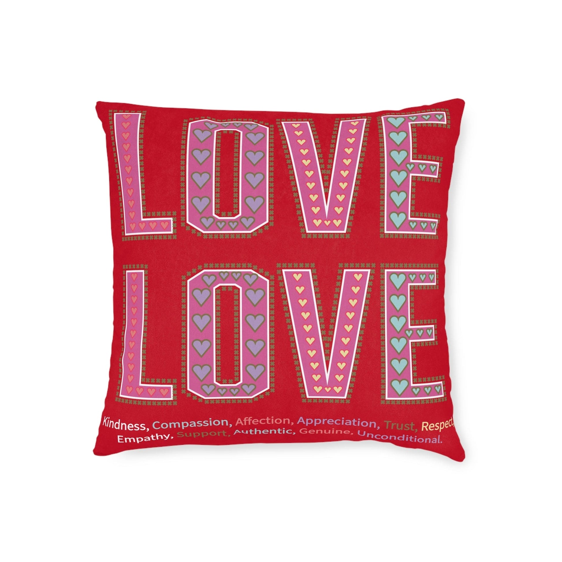 Printify Home Decor Love Love Slogan Cushion Red