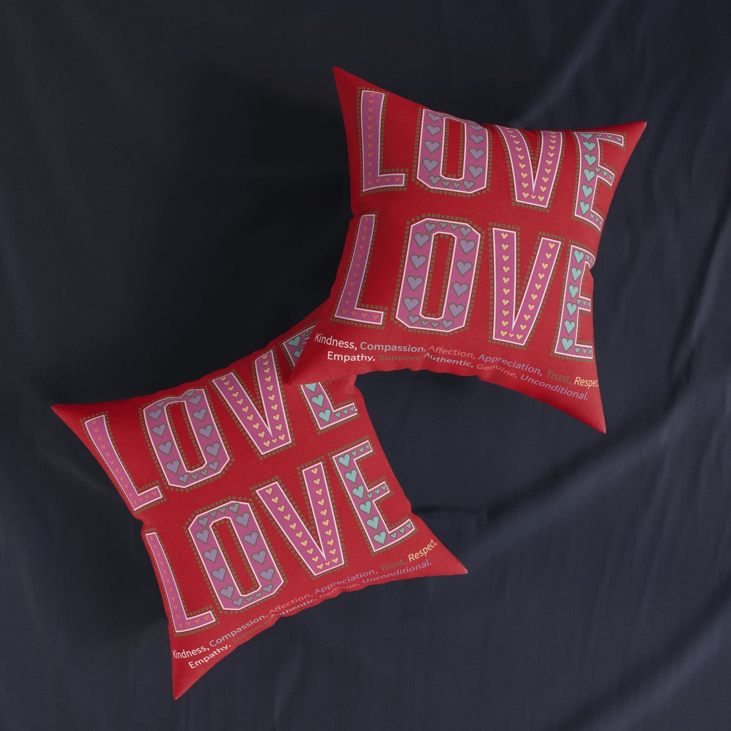 Printify Home Decor Love Love Slogan Cushion Red