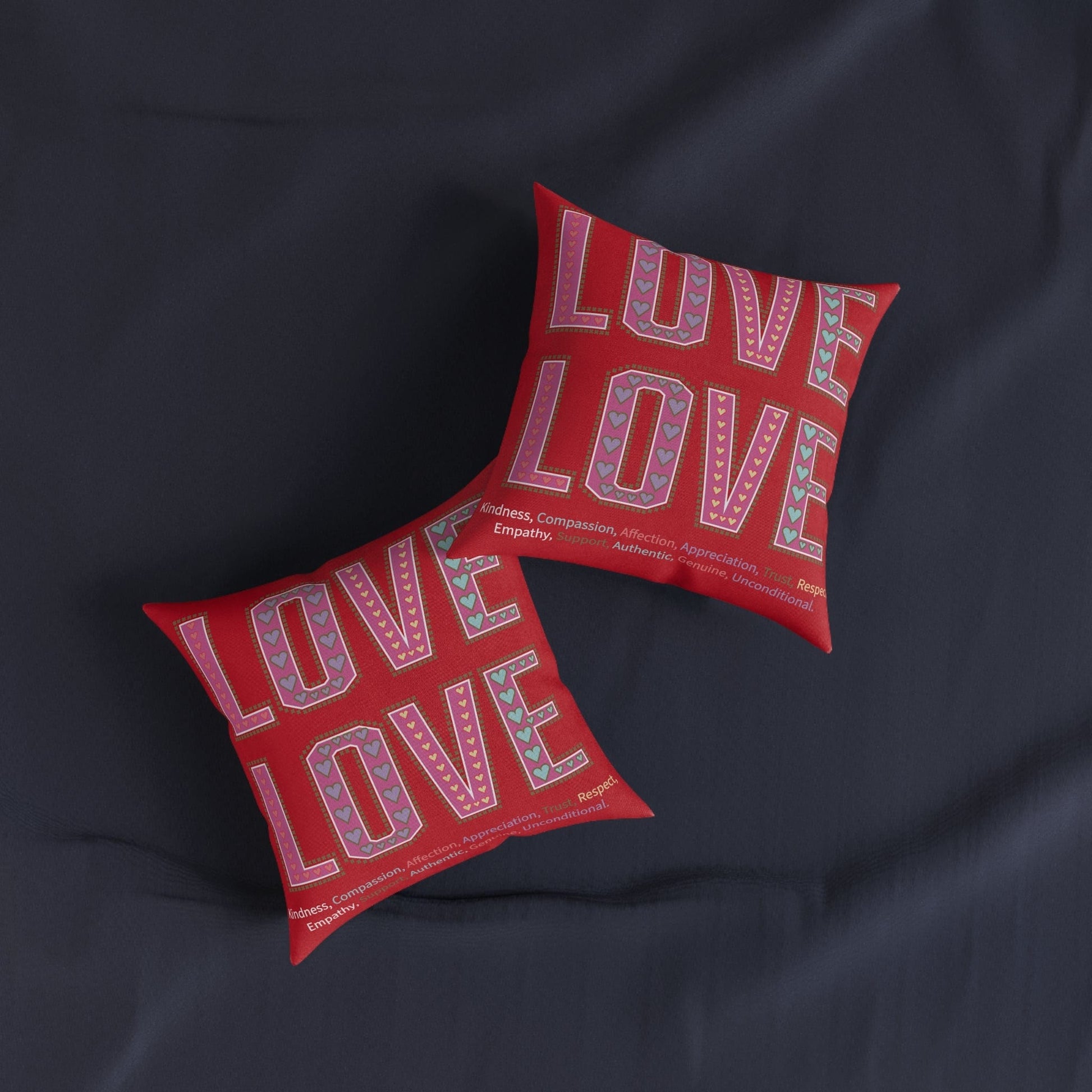 Printify Home Decor Love Love Slogan Cushion Red