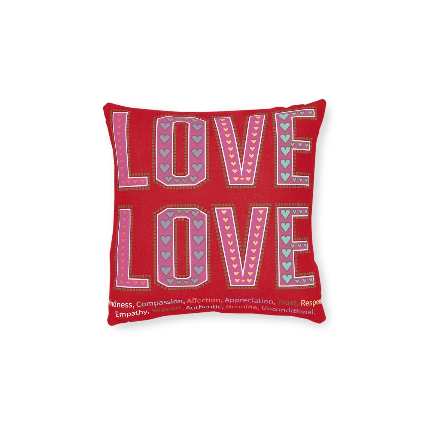 Printify Home Decor Love Love Slogan Cushion Red